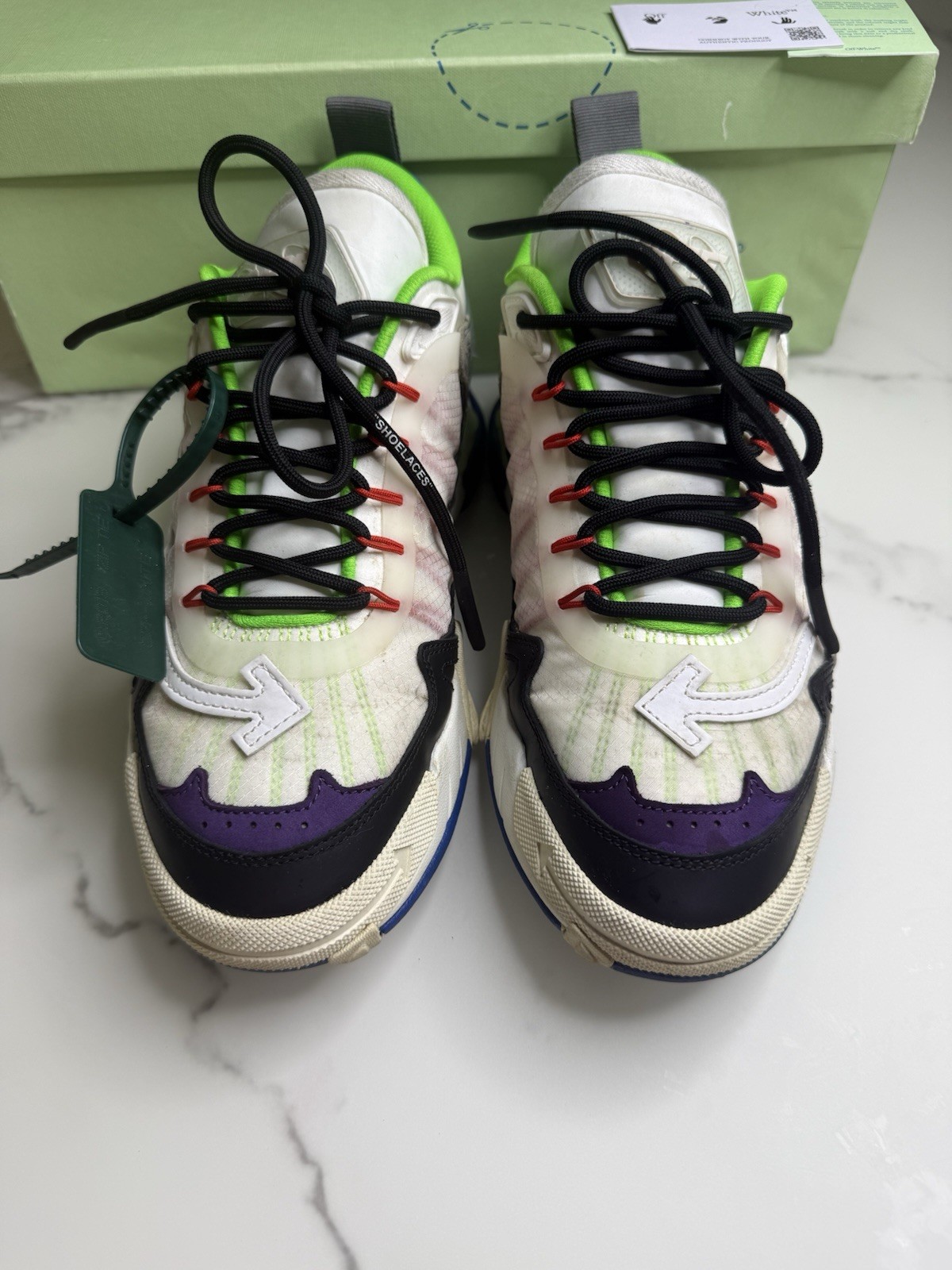 Off-White Odsy-2000 Men’s Low Top Lace-Up Athletic Sneakers White/Black/Blue
