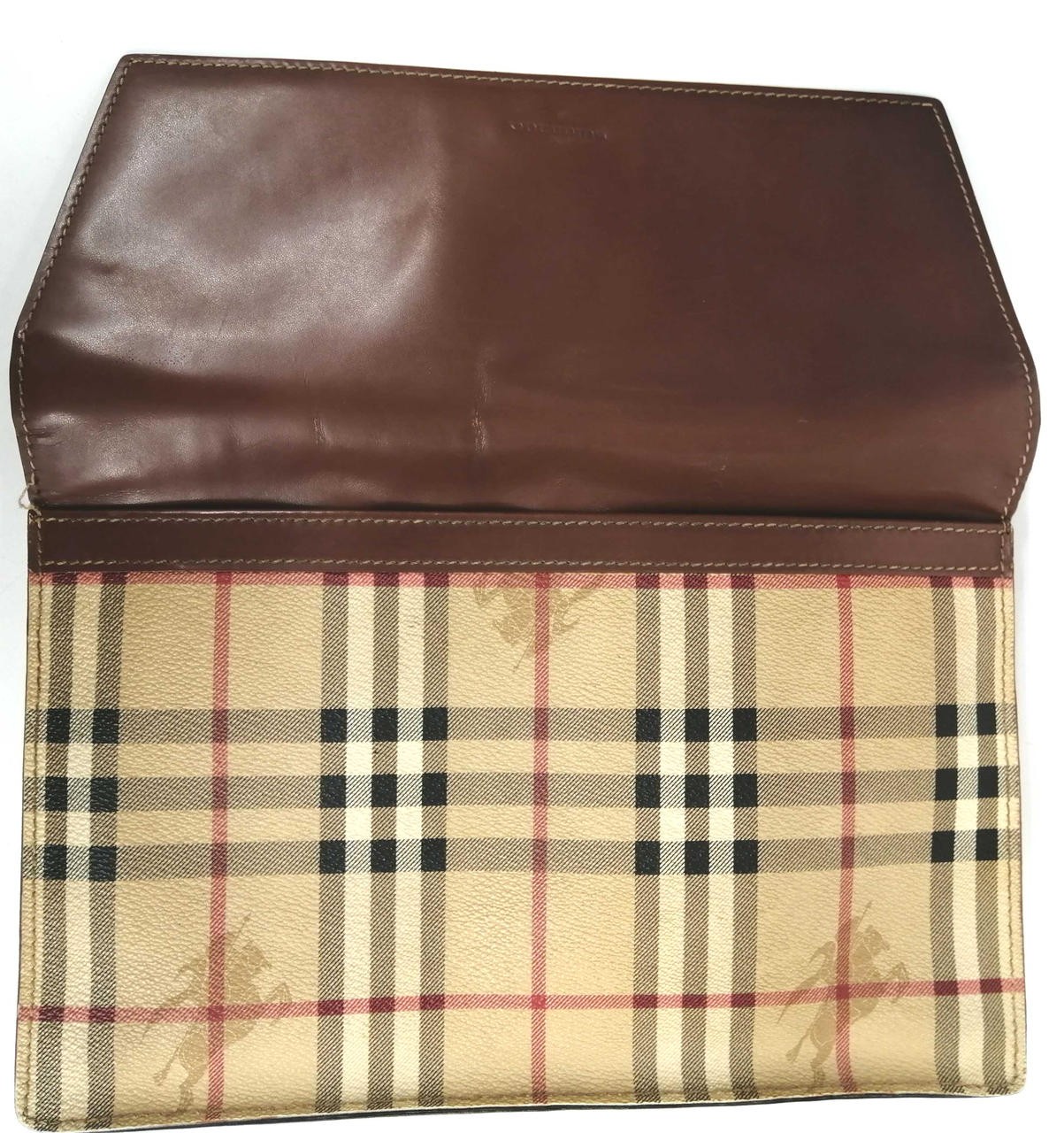 BURBERRY Check Pattern Clutch Bag 10.6 inch