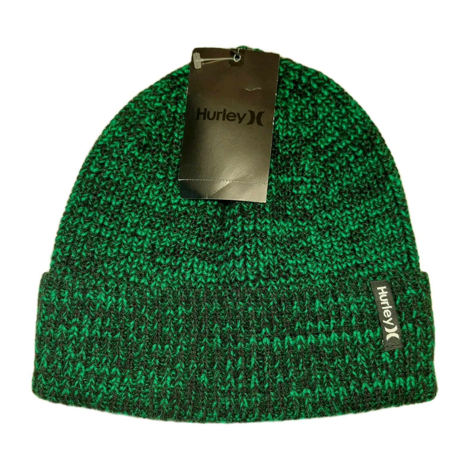 Hurley Max Cuff Beanie ❄️ Winter Knit Hat ❄️ Green/Black Knit