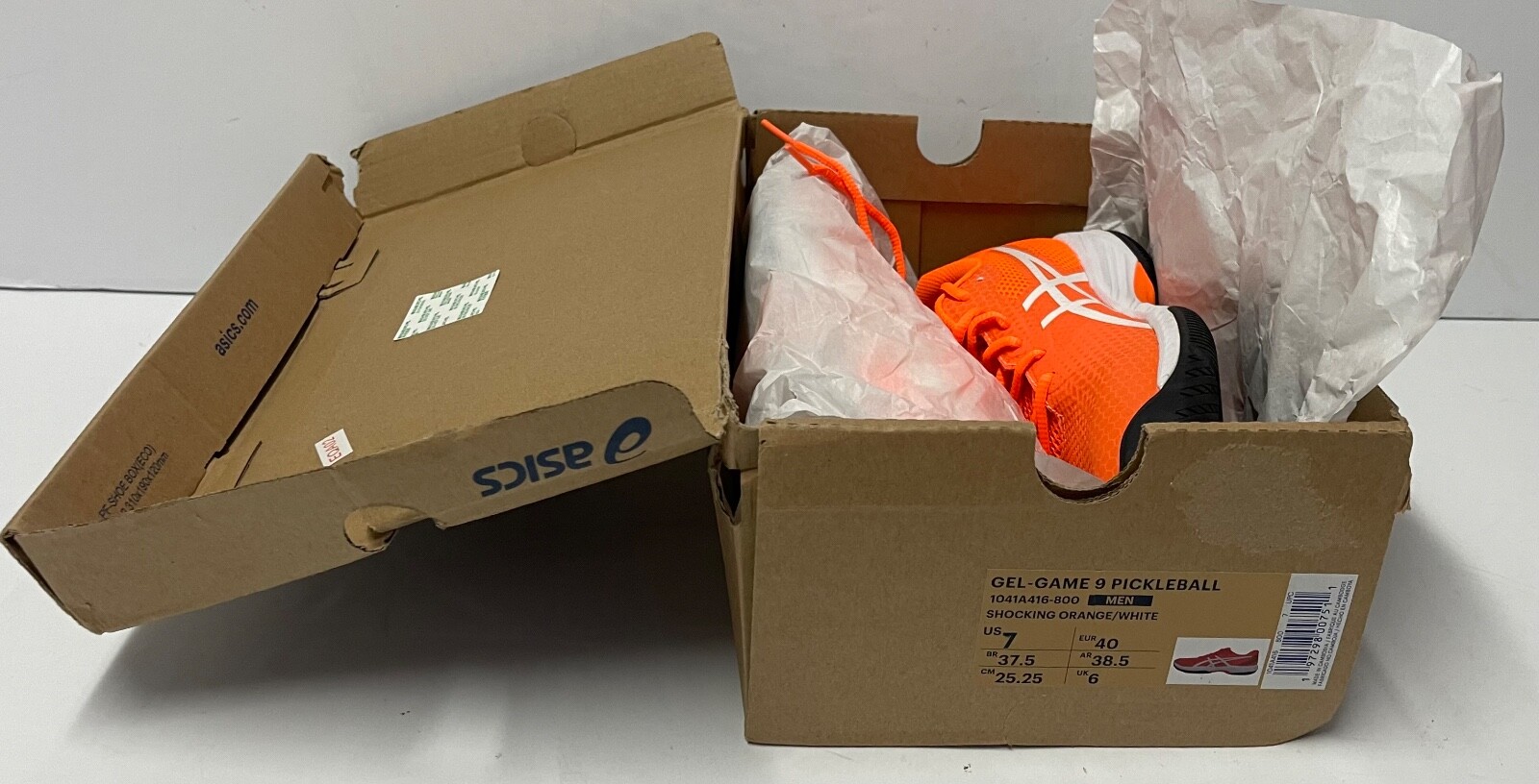 Asics Gel Game 9 Pickleball Shoes Sneakers Shocking Orange SIZE 7 1041A416-800