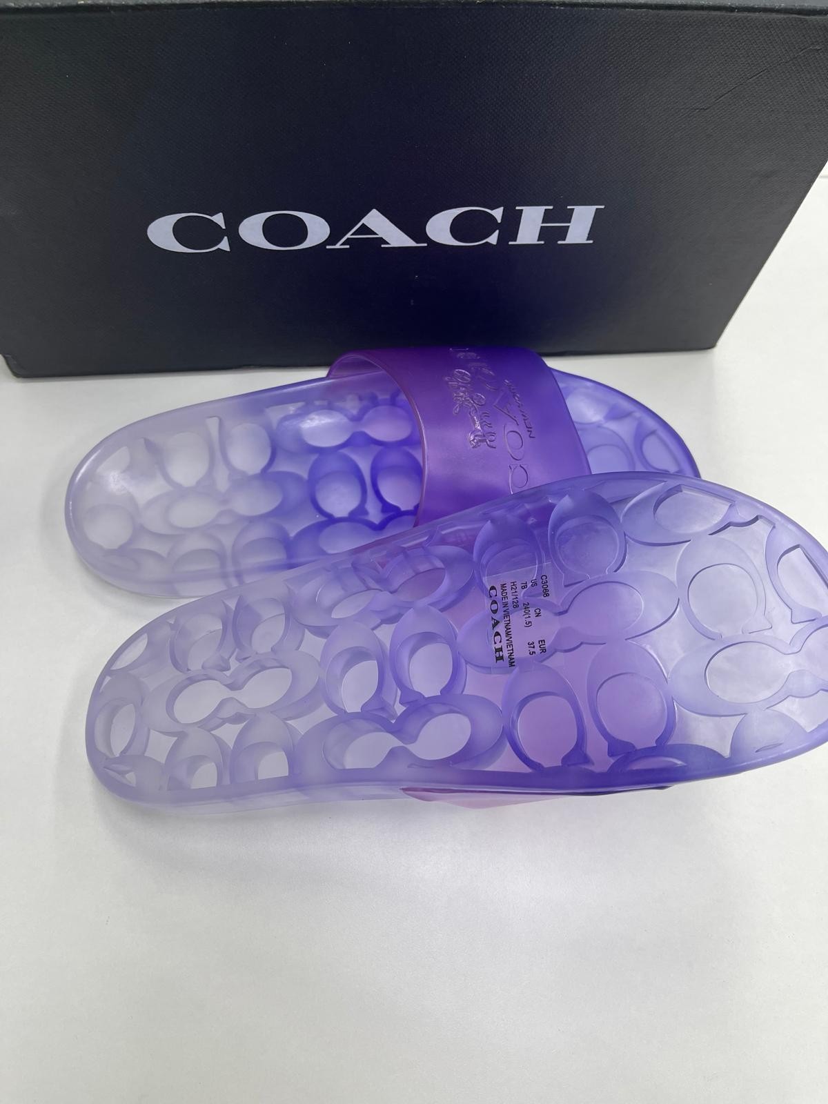 Coach Ulyssa Rubber Jelly Pool Slides Violet/ Size 7B/EU 37.5 B