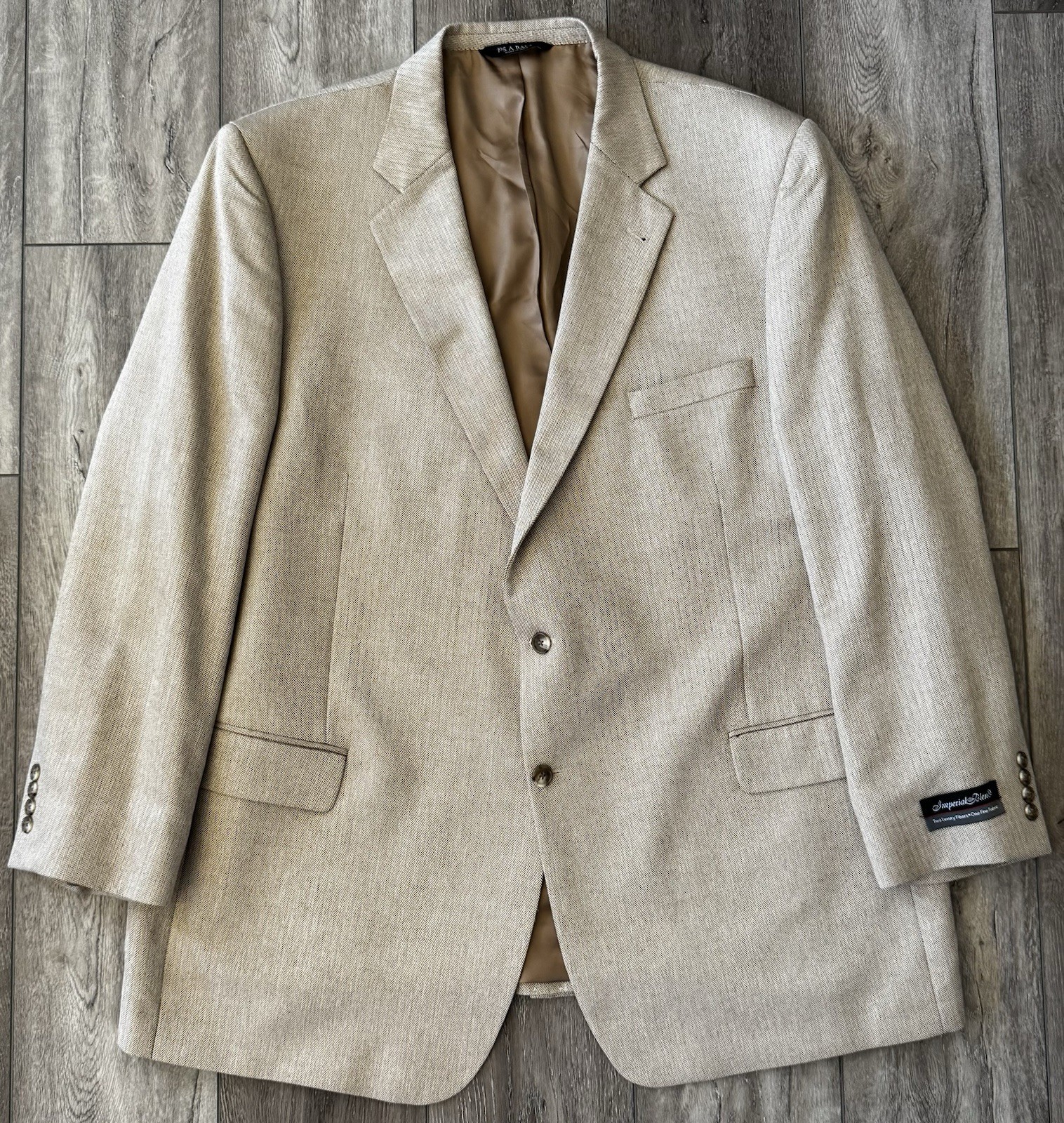 NEW Jos A Bank Sport Coat Portly Signature 52 Long Herringbone Silk / Camel Hair