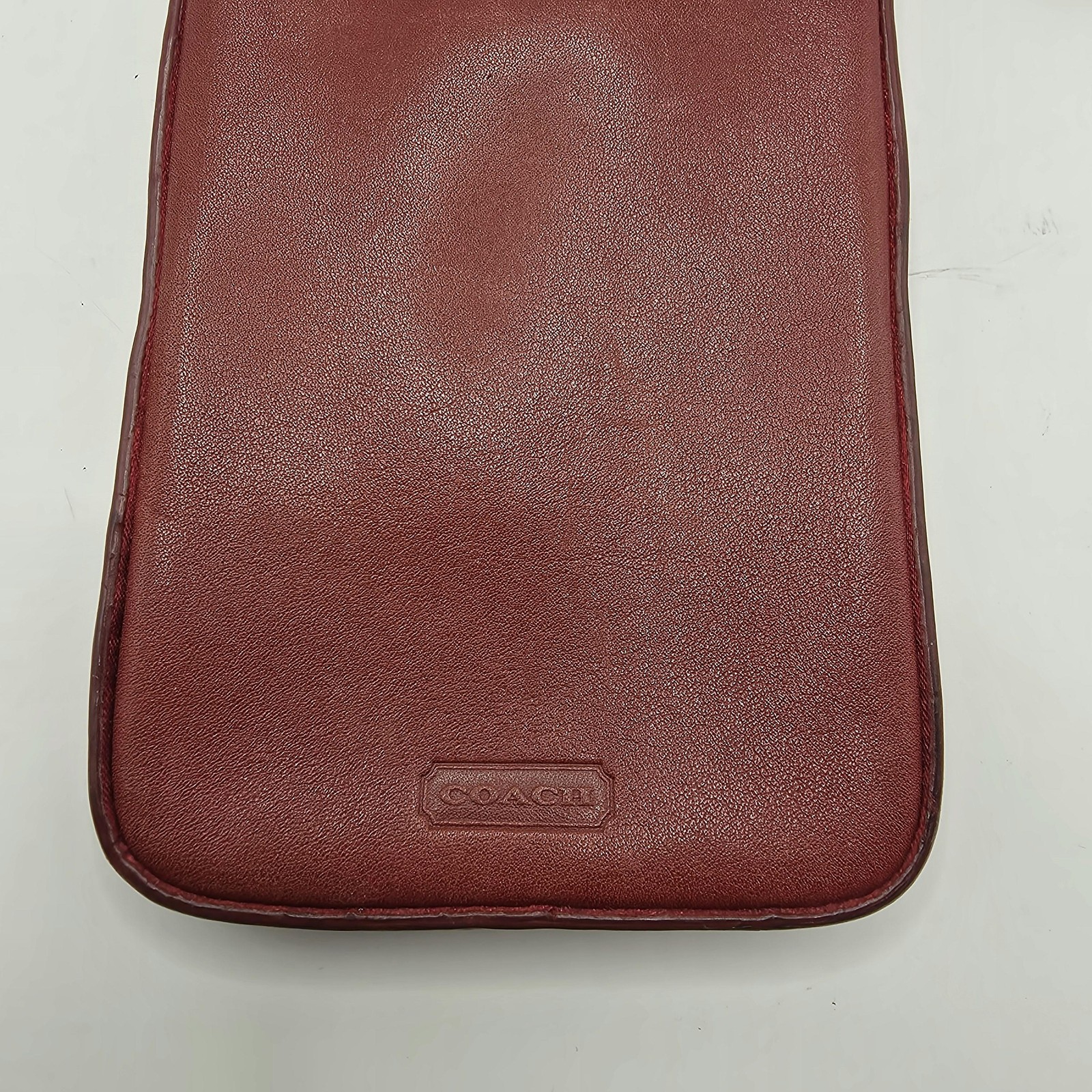 Vintage Coach Phone ID Holder Womens Mini Red Leather Turnlock Tassel Y2K Logo