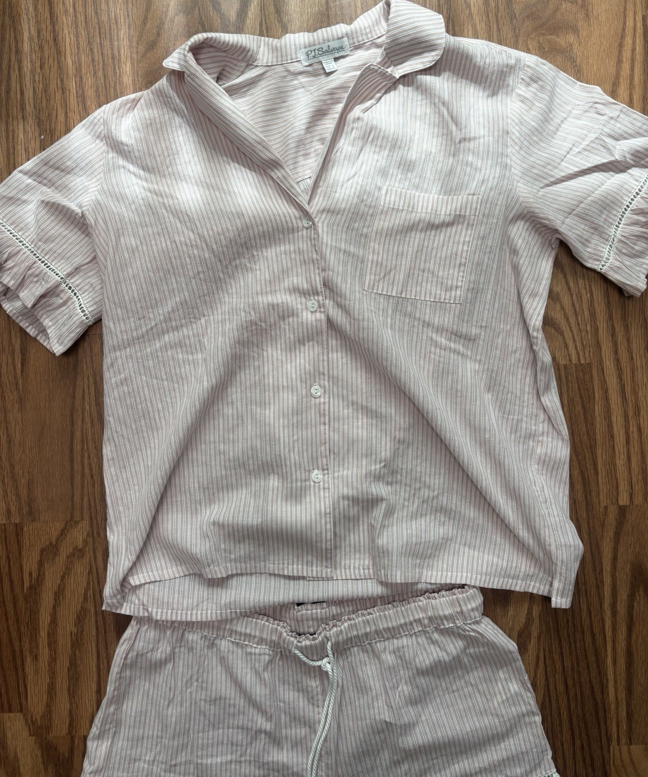 P.J. Salvage On Cloud Nine Women’s Striped Collared Woven Cotton Pajama Set