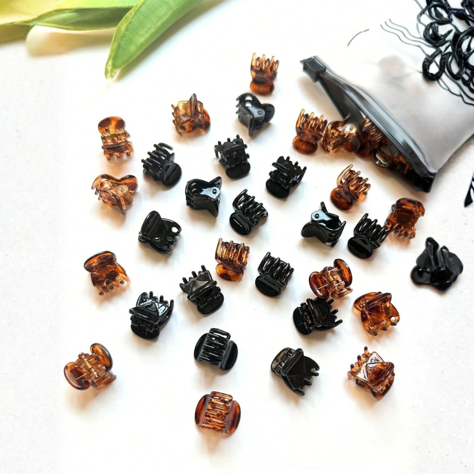 20pcs Mini Brown Hair Clips Strong Grip Claw Clips Women Bangs Bun Accessories