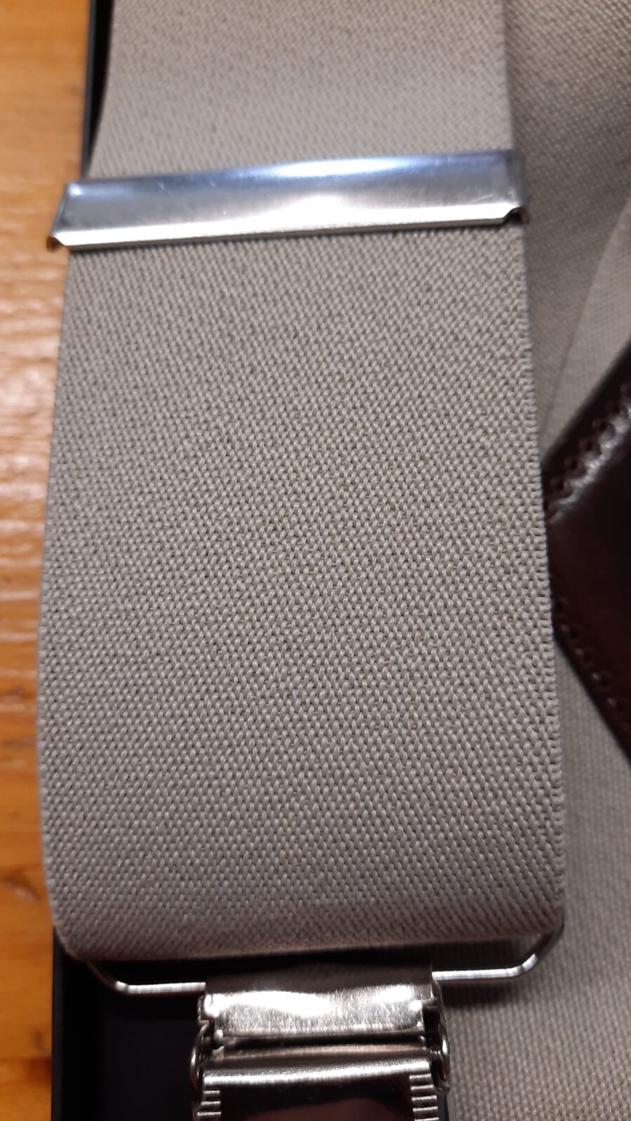 Beige Solid Color 50mm 4 Arm Leather Strap 100% Made in Italy