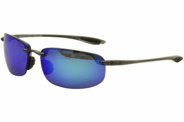 Maui Jim Mens Ho’okipa Polarized Mirrored Wrap Sunglasses 64mm – Smoke Grey
