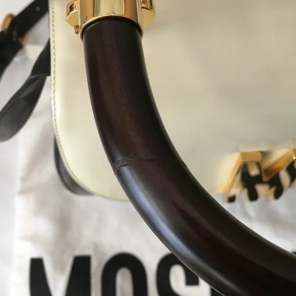MOSCHINO Redwall Tricolor Polished Leather Bag Made in Italy