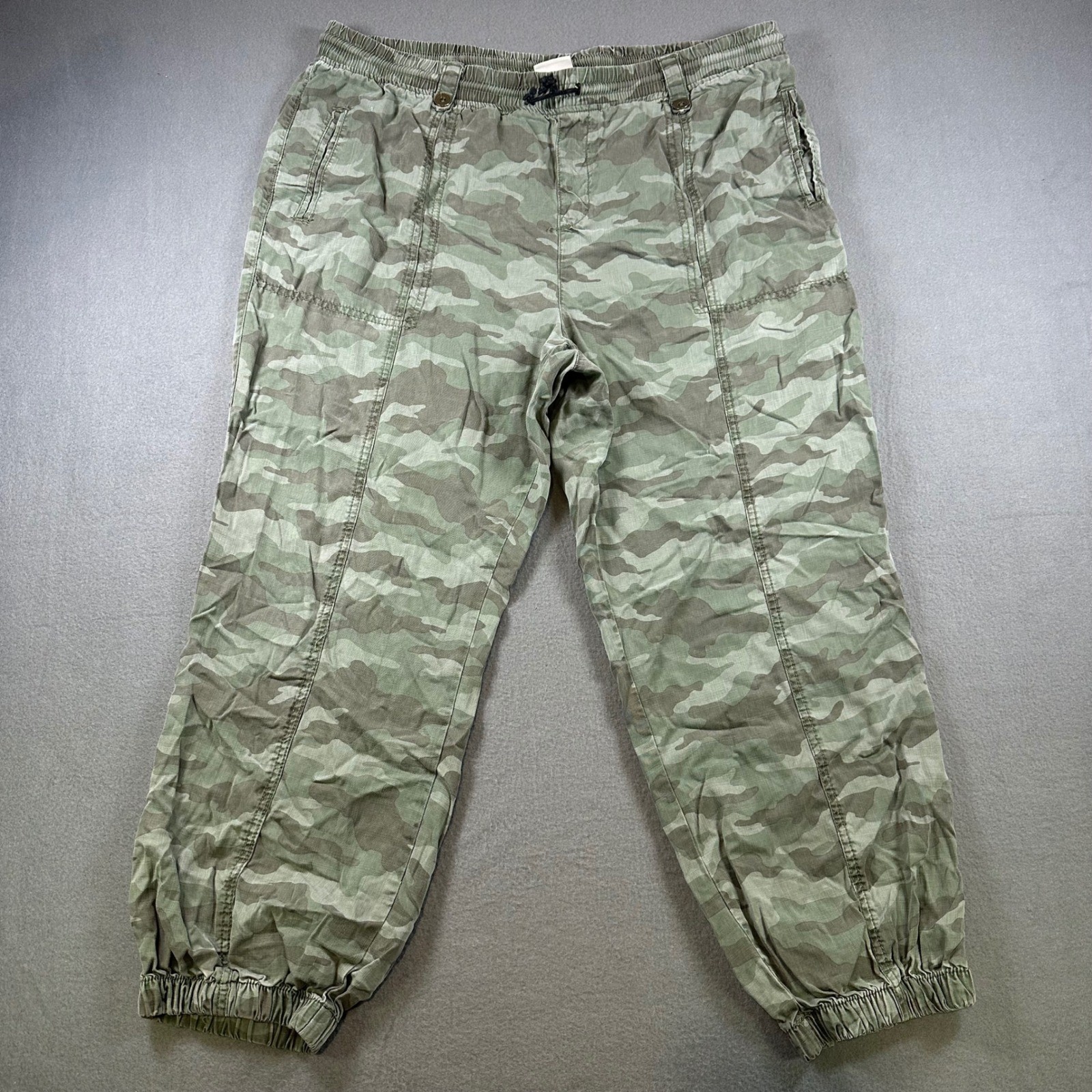 Knox Rose Green Camo Lyocell Jogger Pants XXL Elastic Waist Utility F241427