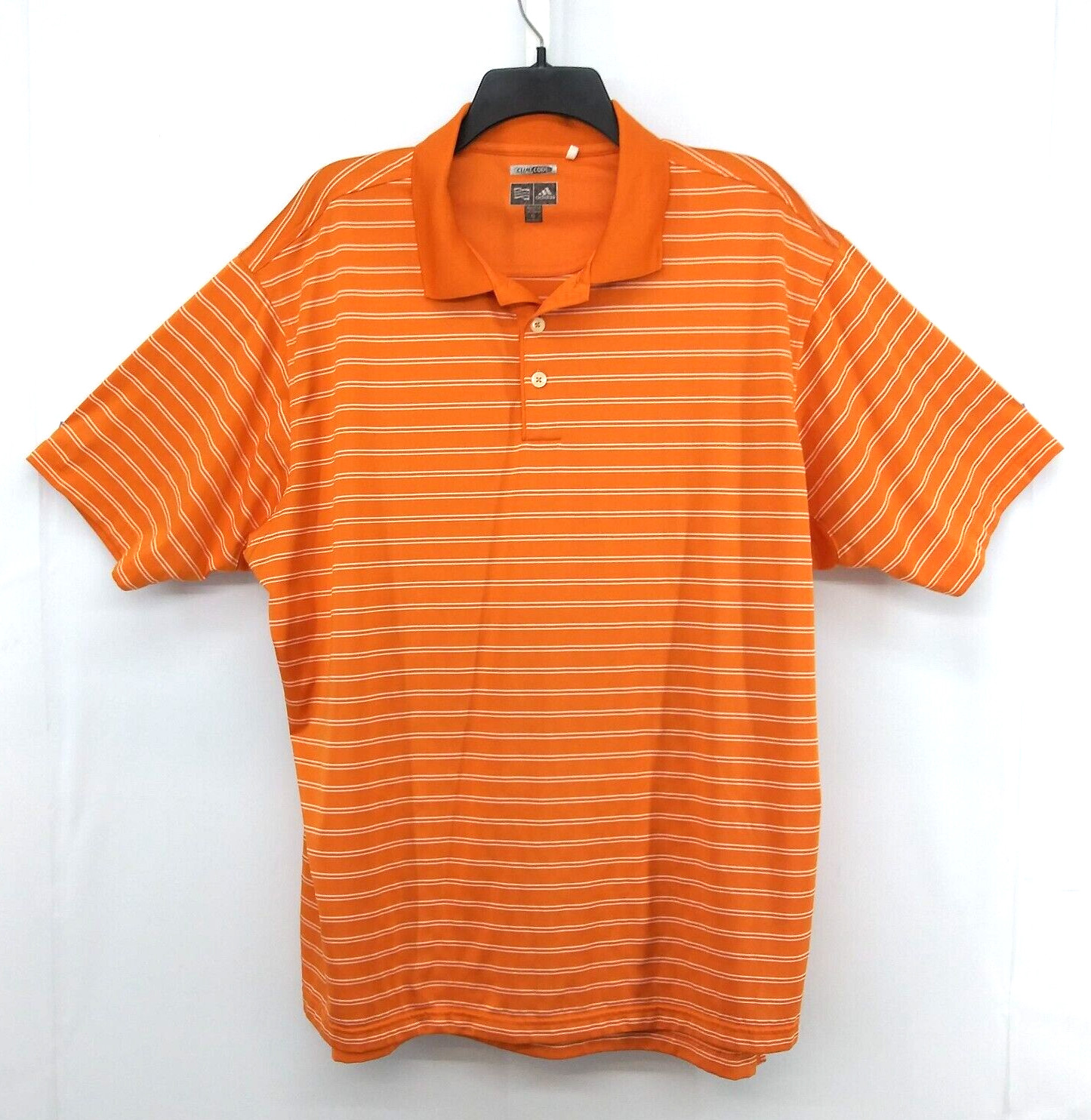 Adidas Polo Shirt Mens Size XL Orange Striped Short Sleeve Golf Beach Walking