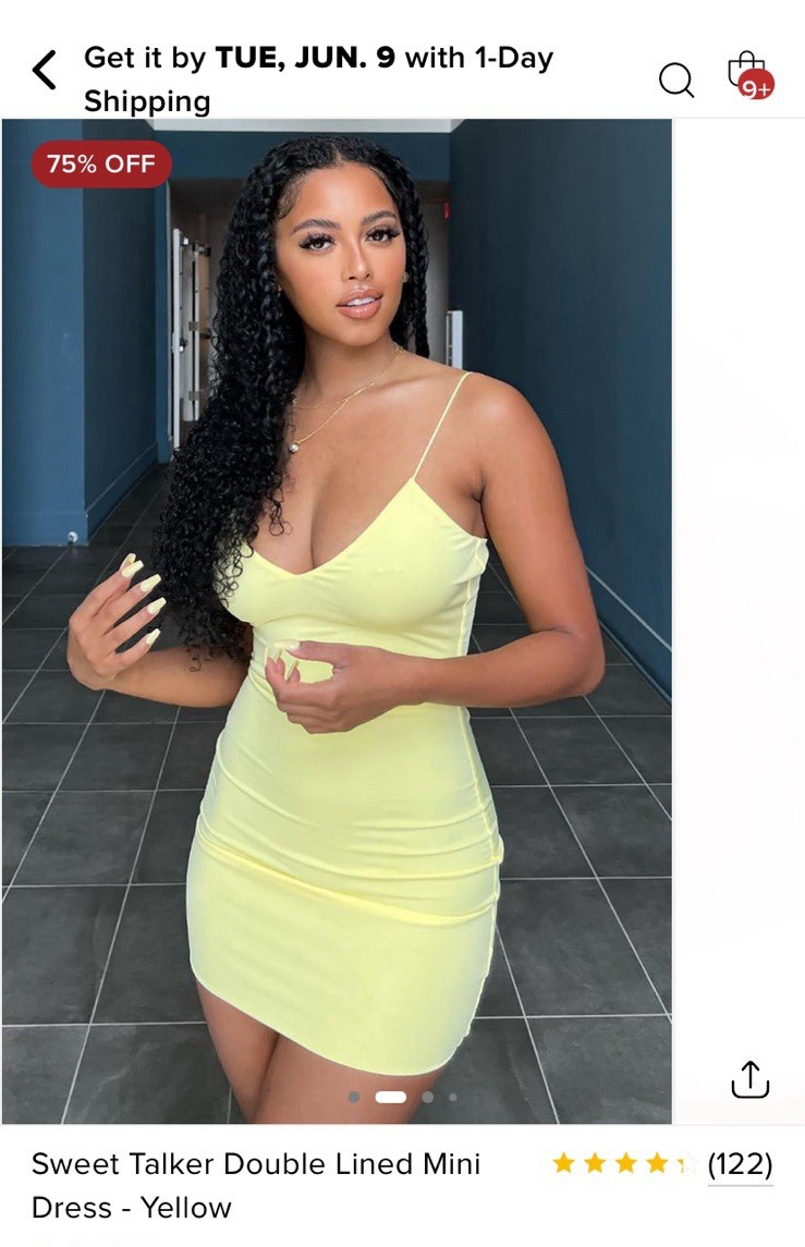 Fashion Nova Sweet Talker Yellow Double Lined Bodycon Mini Dress V-Neck S