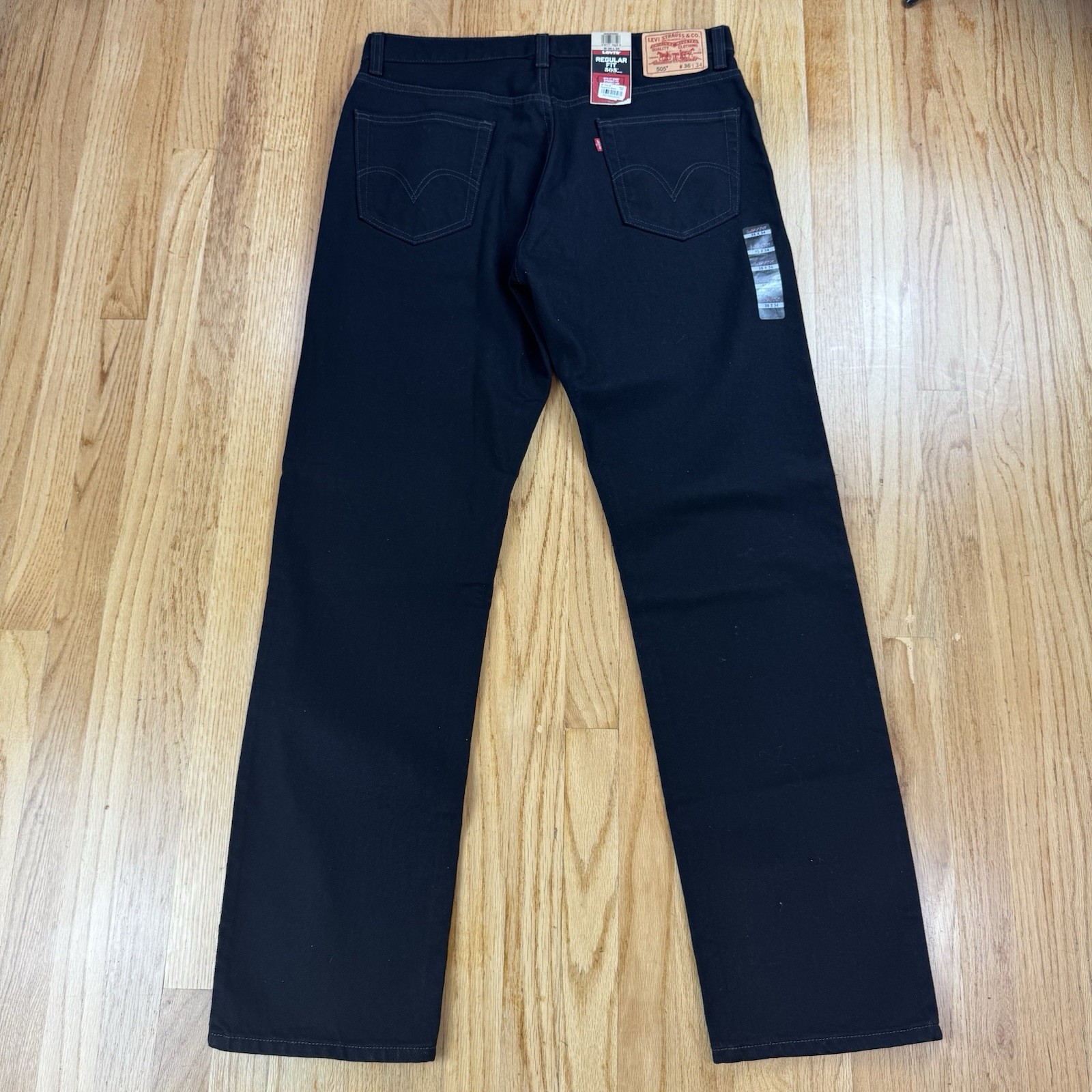 NWT Levis Regular Fit 505 Black Zipper Fly Tagged Sz 36×34