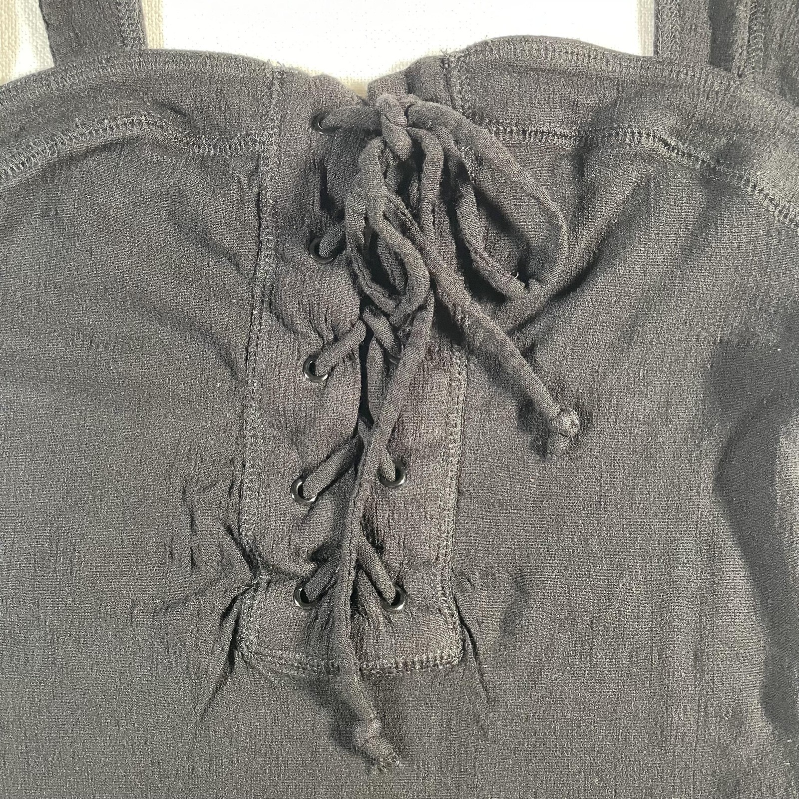 Free People Bodysuit Womens Small Black Lace Up Intimately Jersey Snap Stretch