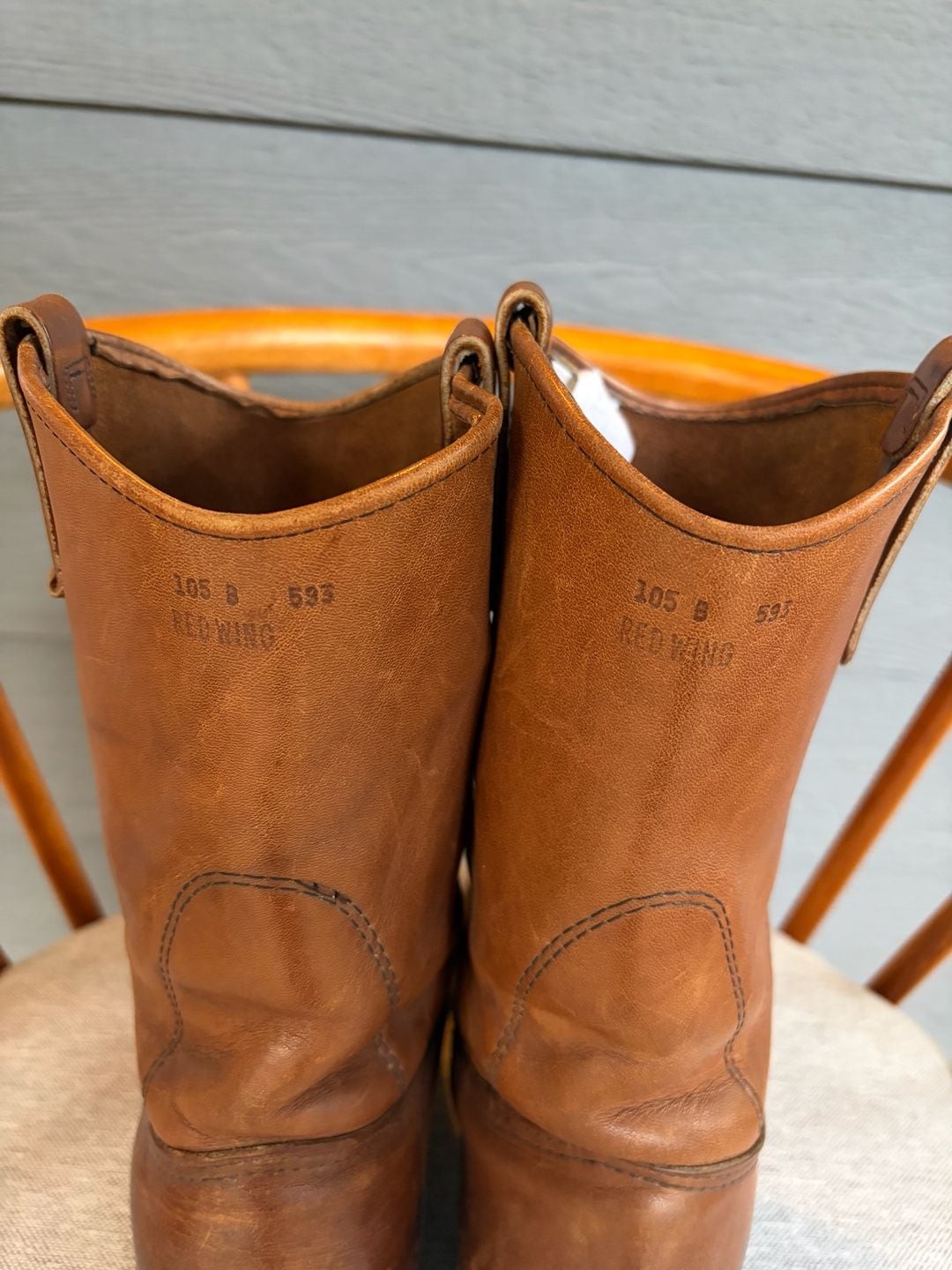 Red Wing Pecos Brown Leather Pull-On Western Work Boots Model 593