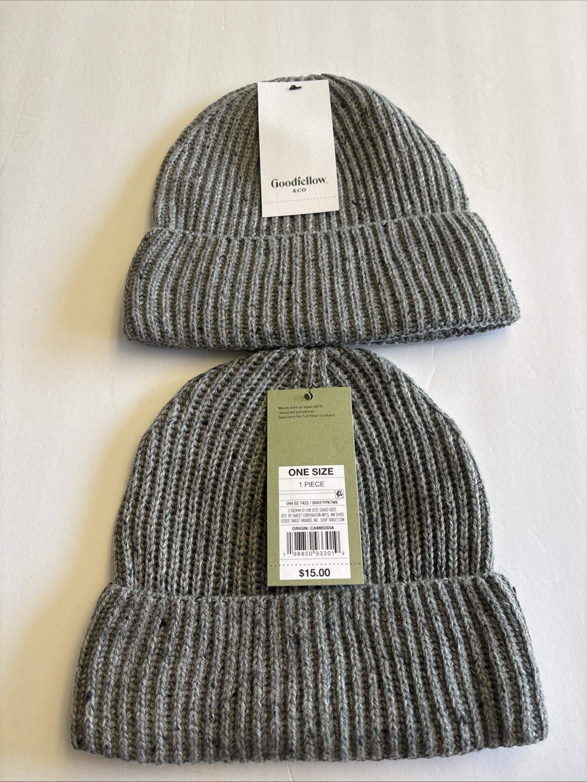 2x Knit Beanie Goodfellow & Co BRAND NWT 100% Recycled Polyester NWT