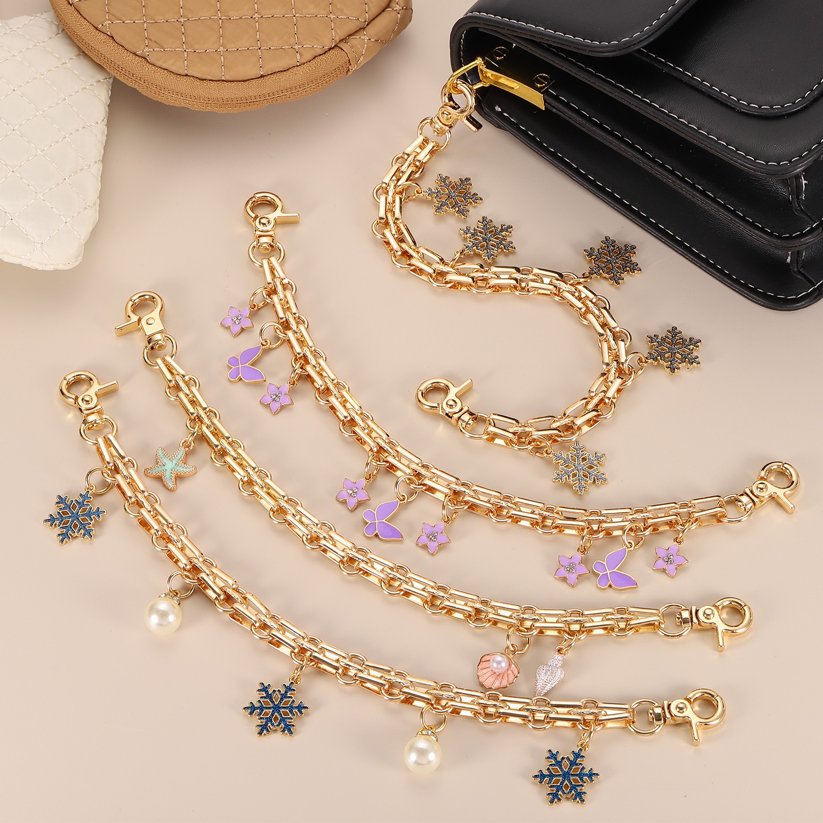 1Pcs 10″ Flowers Butterfly Pendant Handbag Chain Strap, Yellow
