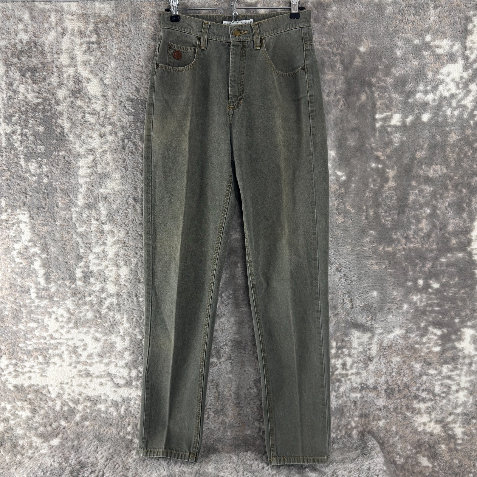First Issue Size 6 Denim Jeans Pants Green Gray Button ZIp Casual Pocket