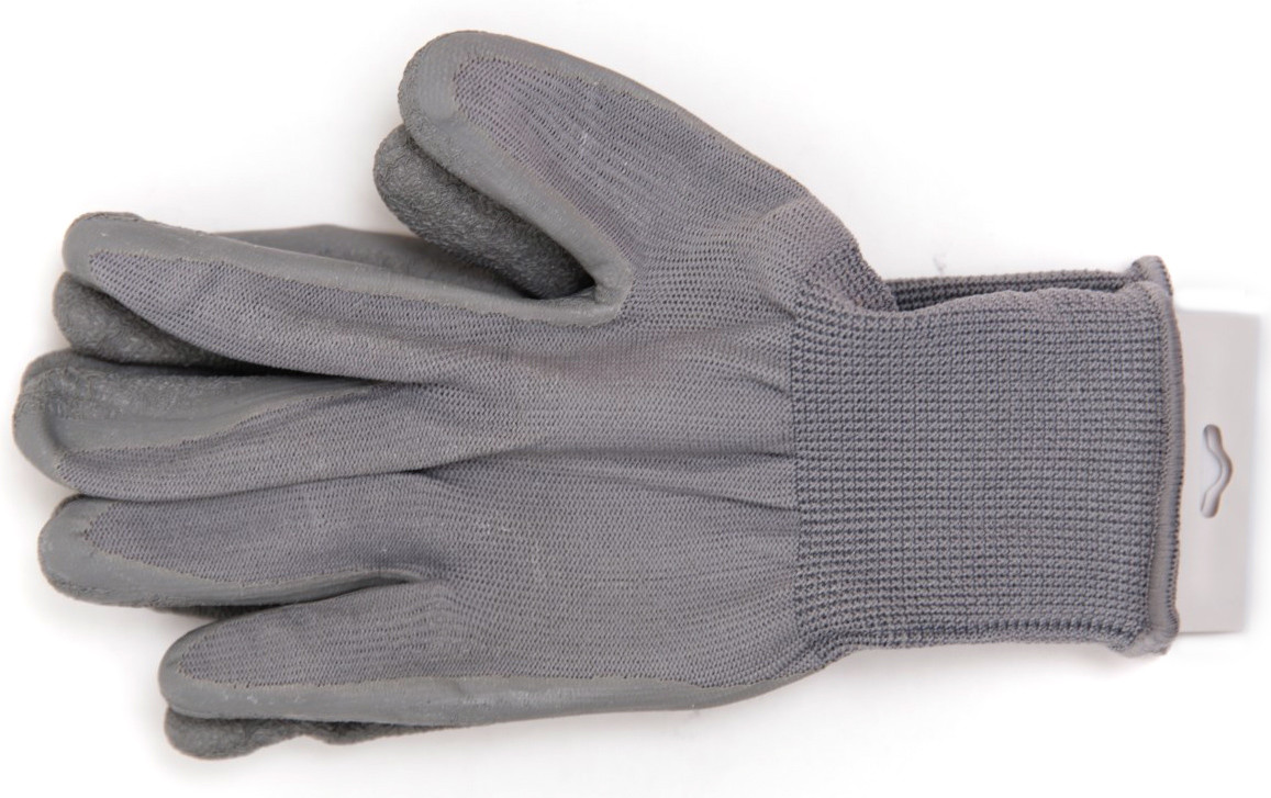 Textured Latex GRIP Knit Fabric Work Gardening Gloves Gray Women lot Size Med Lg