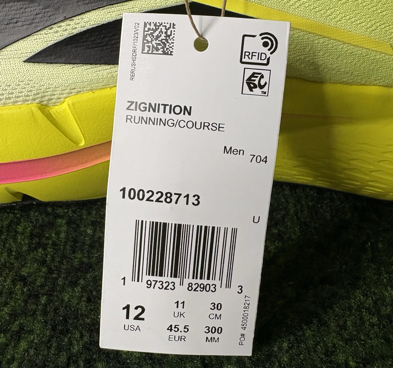 US Men’s 12 – Reebok Zignition Running Shoes “Electric Yellow Black” 100228713