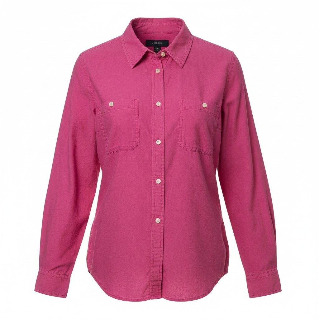 J. Crew Garment-dyed Cotton Poplin Utility Shirt Women 8 Pink Long Sleeve Office