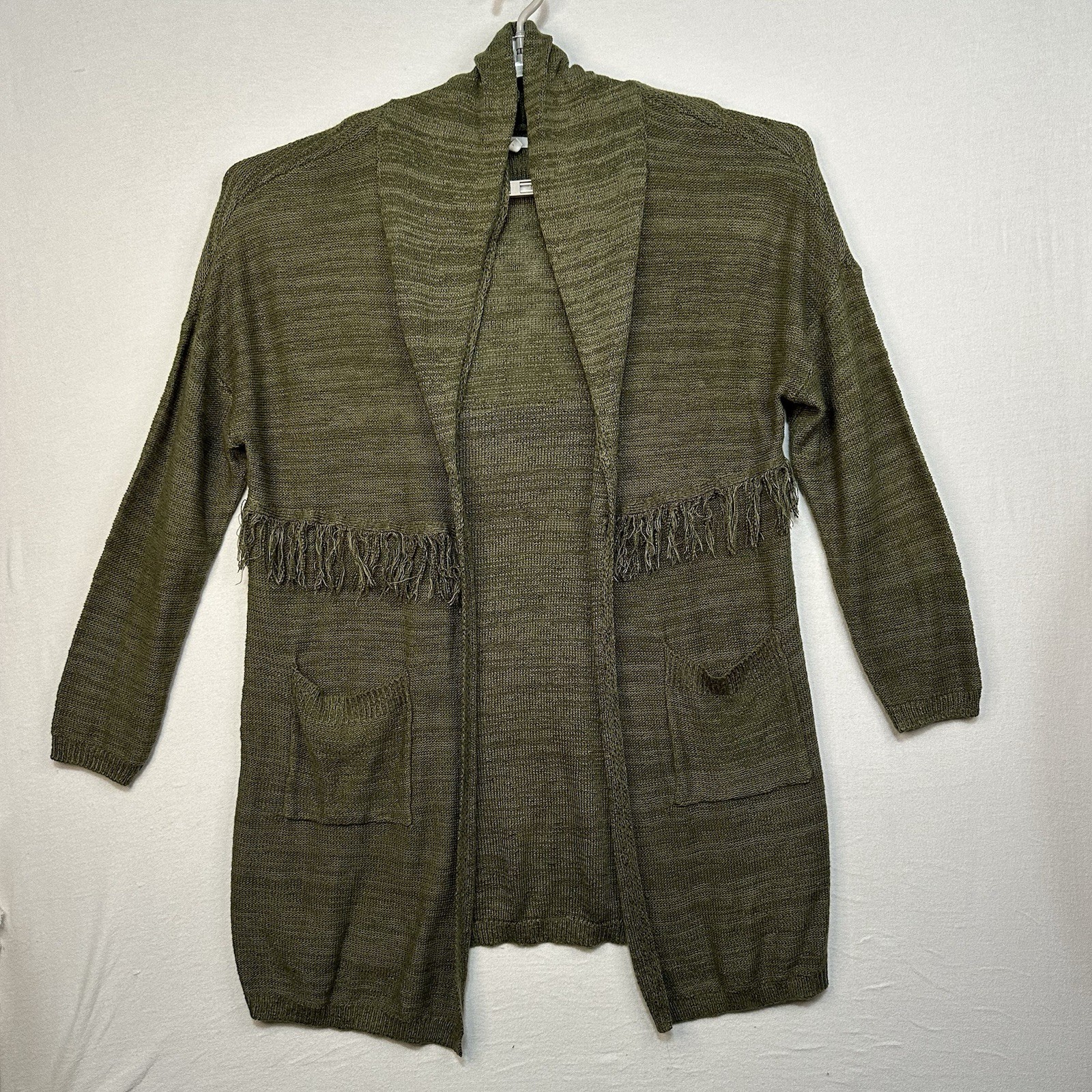 Maurice’s XXL Women’s Open Front Olive Green Cardigan With Fringe Sweater
