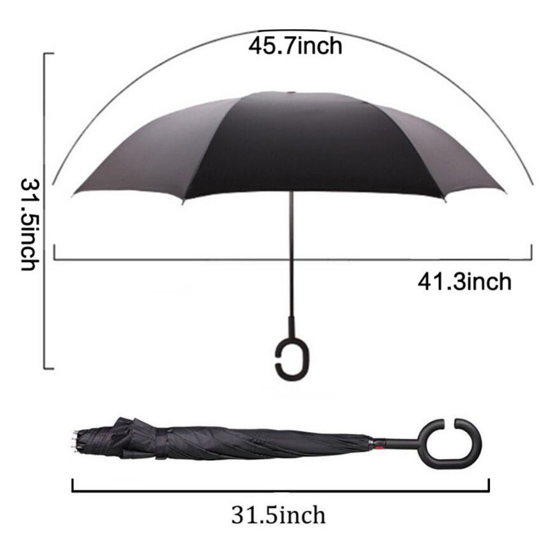 Reverse Folding Inverted Umbrella Double Layer Wind Proof UV Proof Inside out