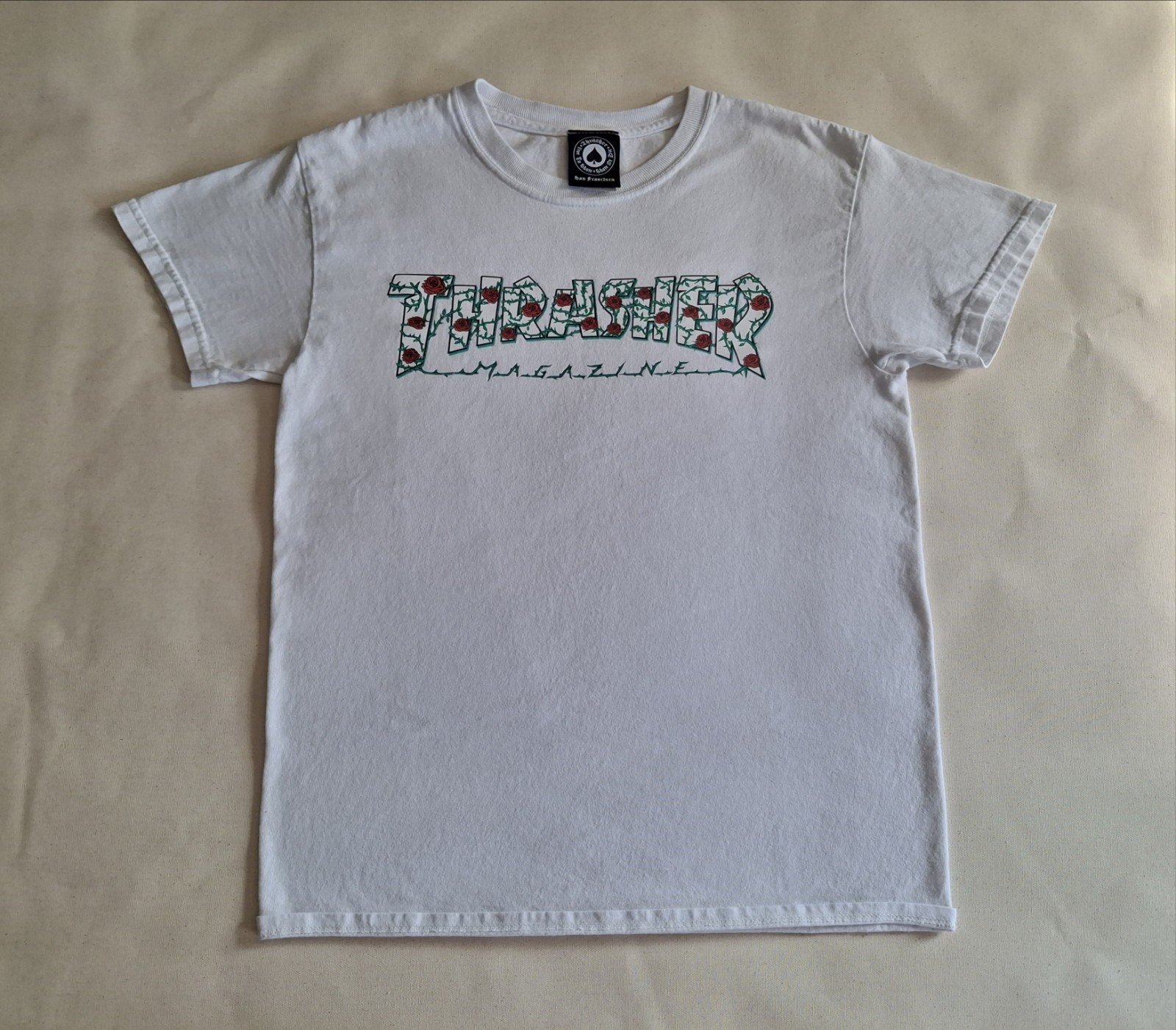 Thrasher Magazine Floral Spell Out Logo Men’s Small Short-Sleeve Graphic T-Shirt