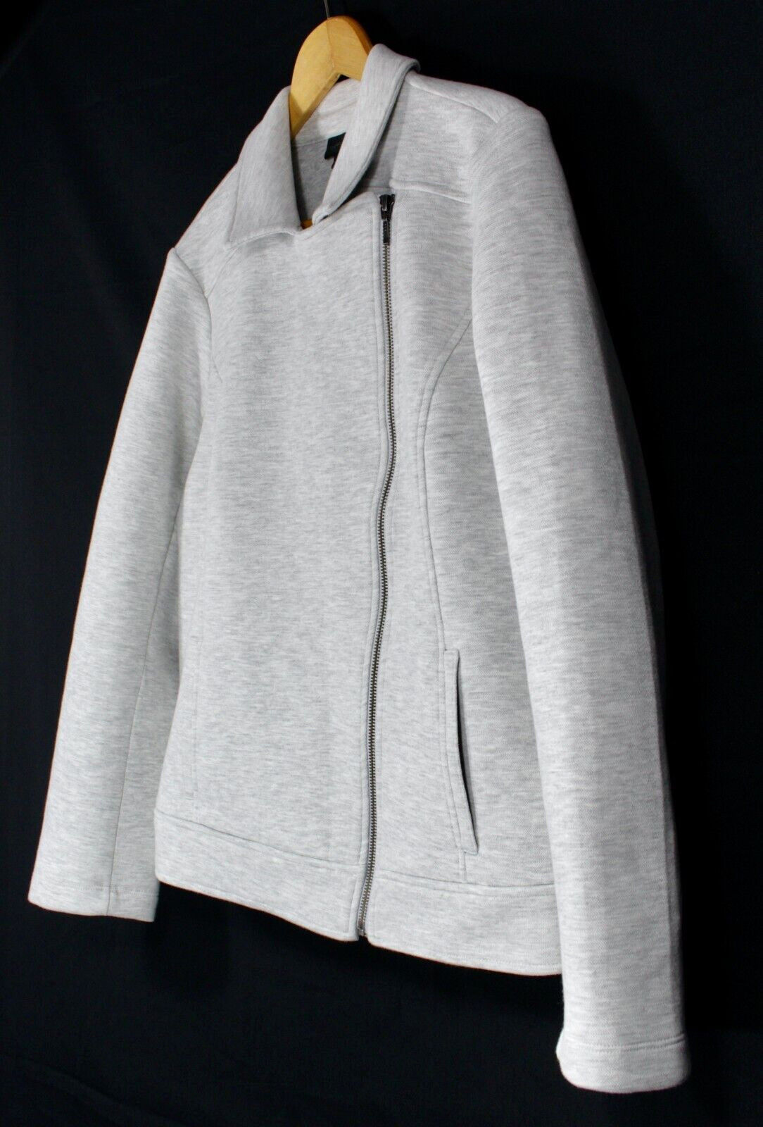 J.Jill Wearever Collection Moto Zip Jacket Medium Heather Gray Business Casual
