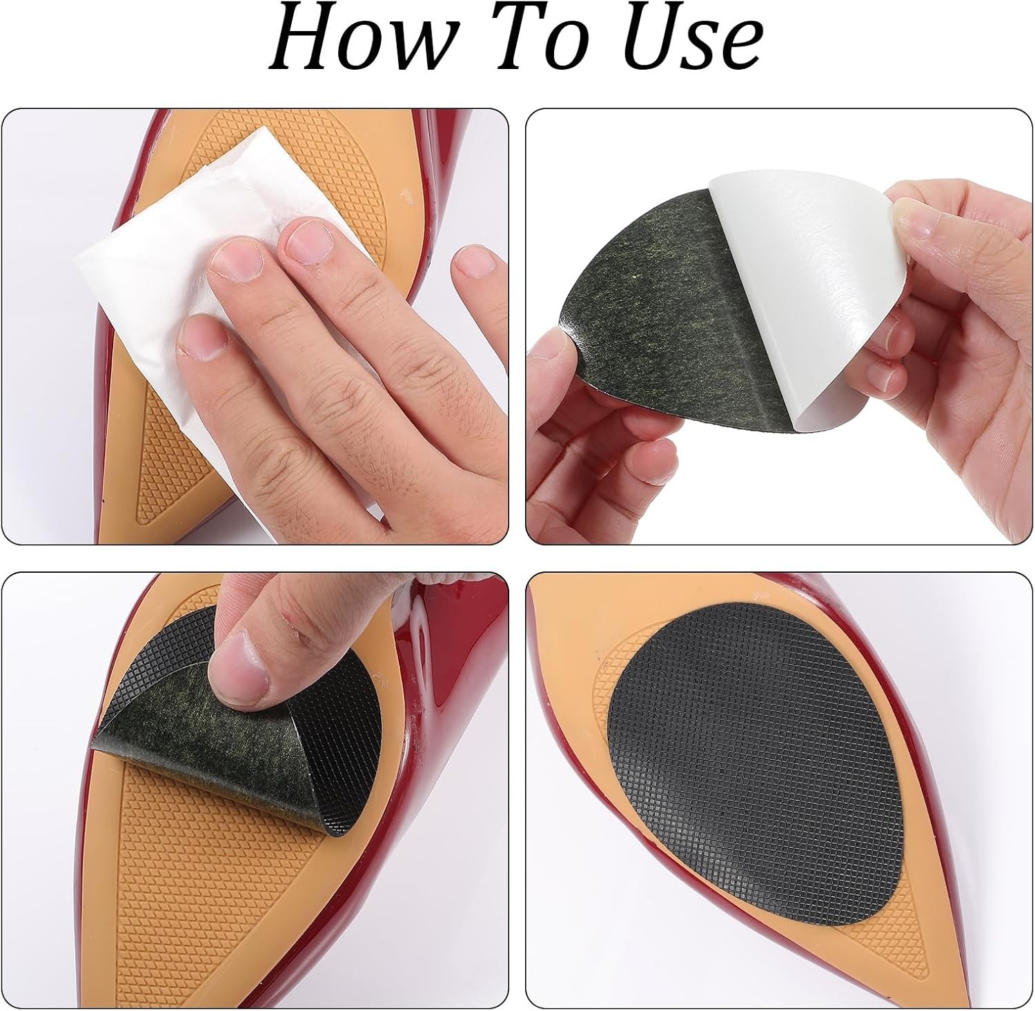 24 Pcs Non-Slip Shoe Pads Self Adhesive Sole Protector Heel Grips Black