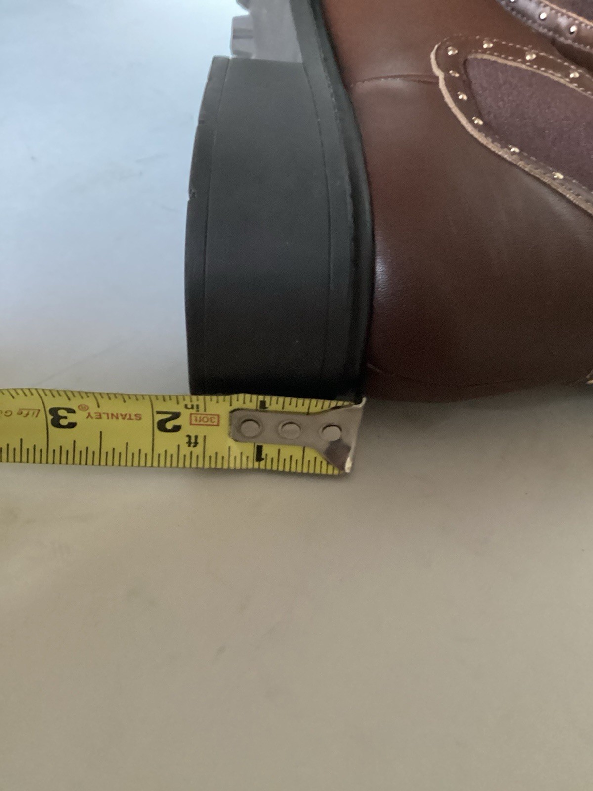 Coach Lory Leather Brown Studded Chunky Ankle Boots WORN ONCE Retail $250 Size 7