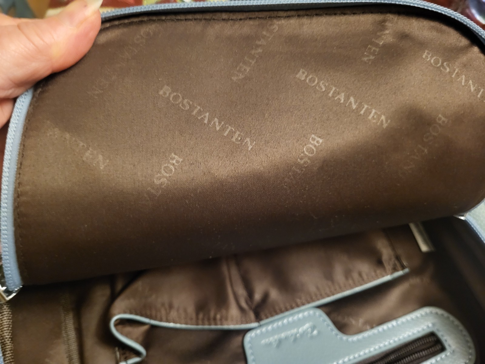 NWT BOSTANTEN Slate Blue Pebbled Leather Backpack 13 x 11 Inches