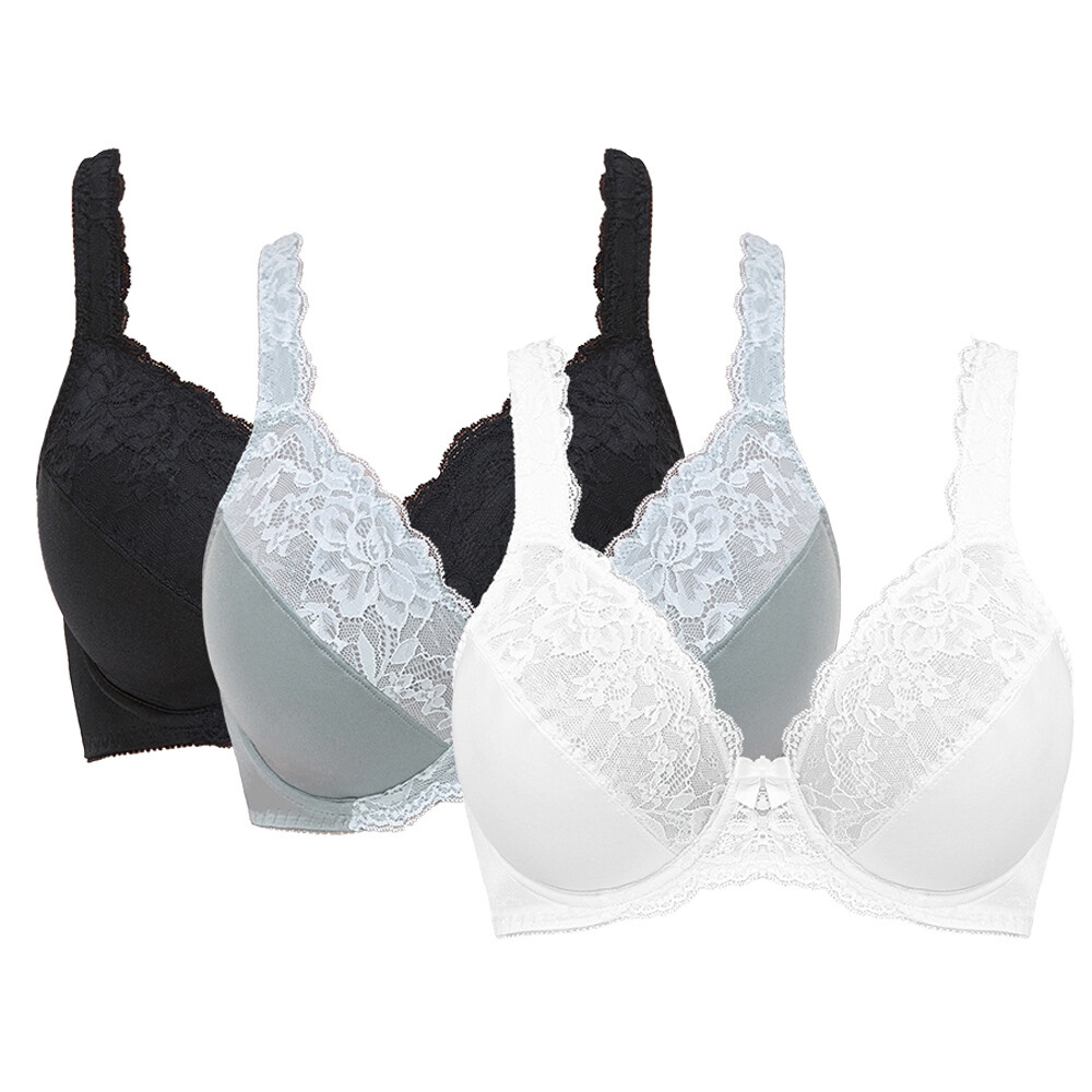 Underwire Full Coverage Bra Wide Straps Support Panel Plus Size 32-54C-F G H I J