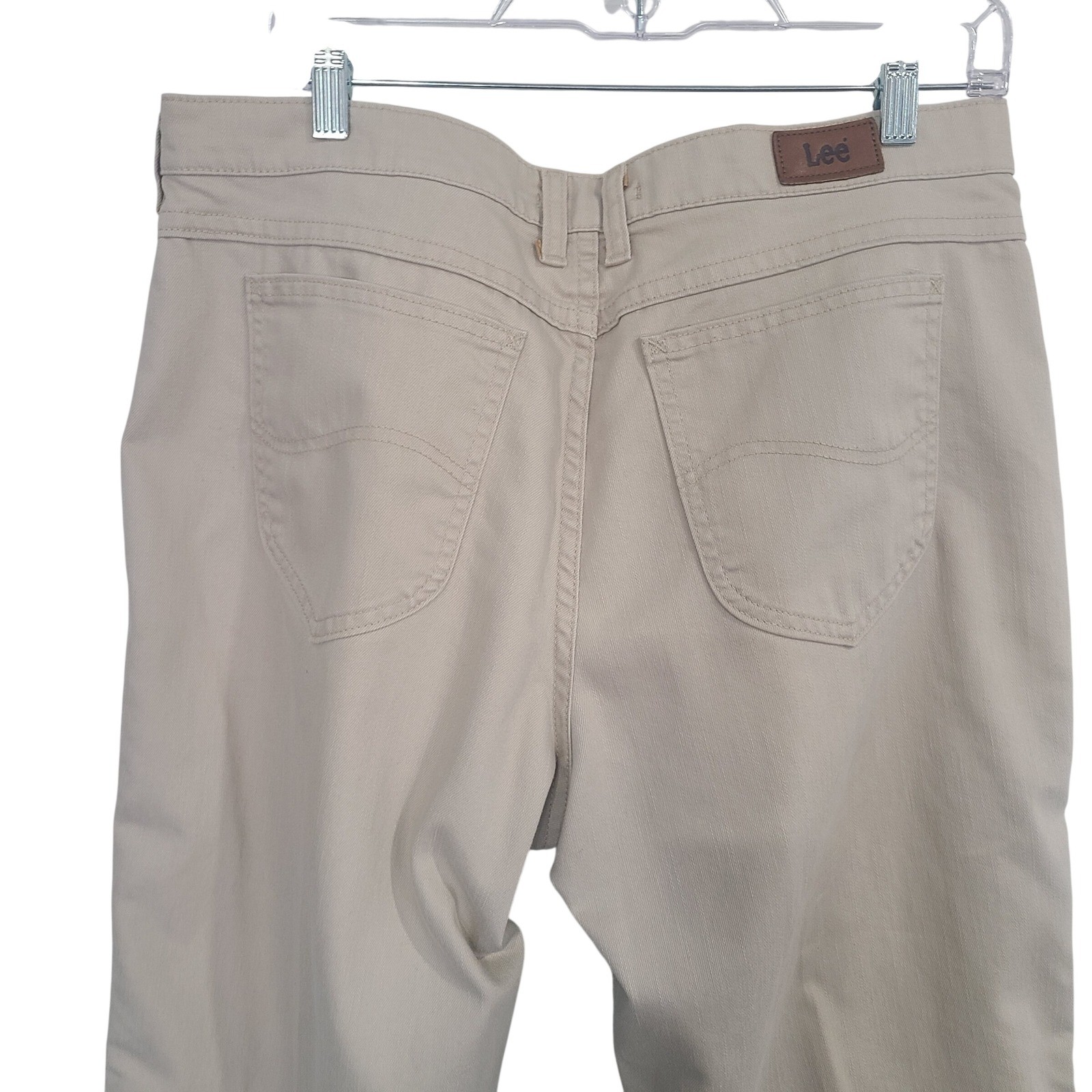 Lee Relaxed Straight Leg Pants Women’s 14M Beige Twill Khakis Casual
