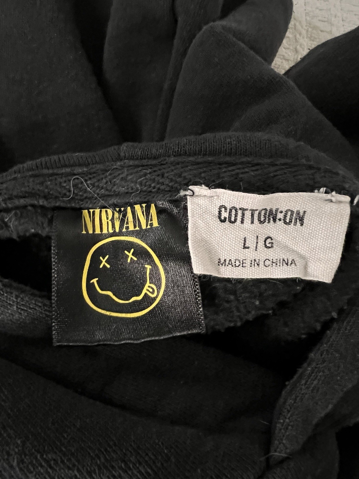 Cotton On Nirvana Nevermind Hoodie LG 24” X 24” Oversized All Over Print Black