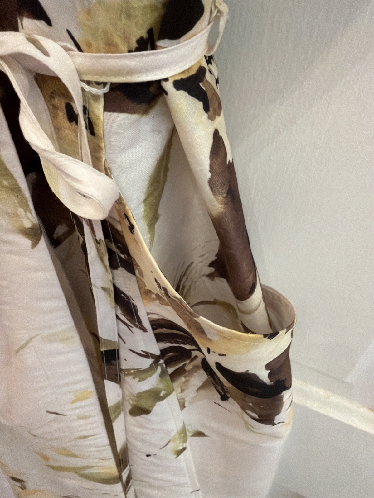 Donna Karan NY Floral Wrap Shimmer Floral Dress Waist Tie Pockets Size 14 $199