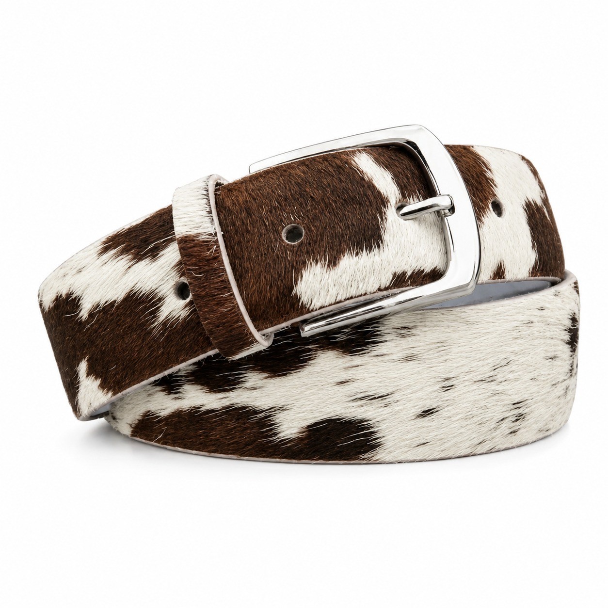 Handmade Leather Belt & Brown & White Western Cowboy Belt