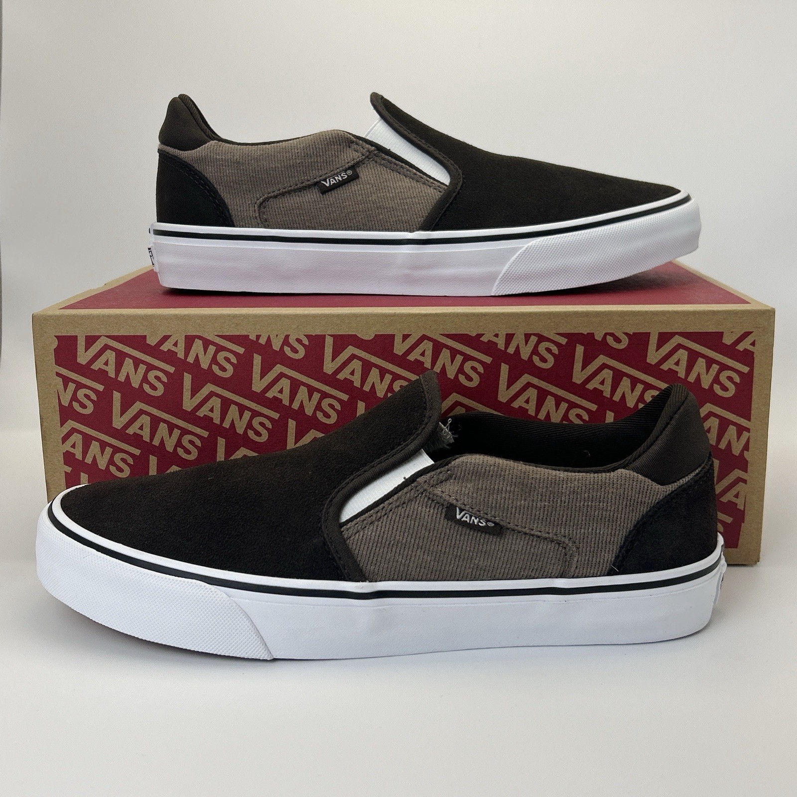 VANS Asher Deluxe Comfort Sneakers Men’s 9 Cozy Knit Coffee Skater Slip-on Shoes