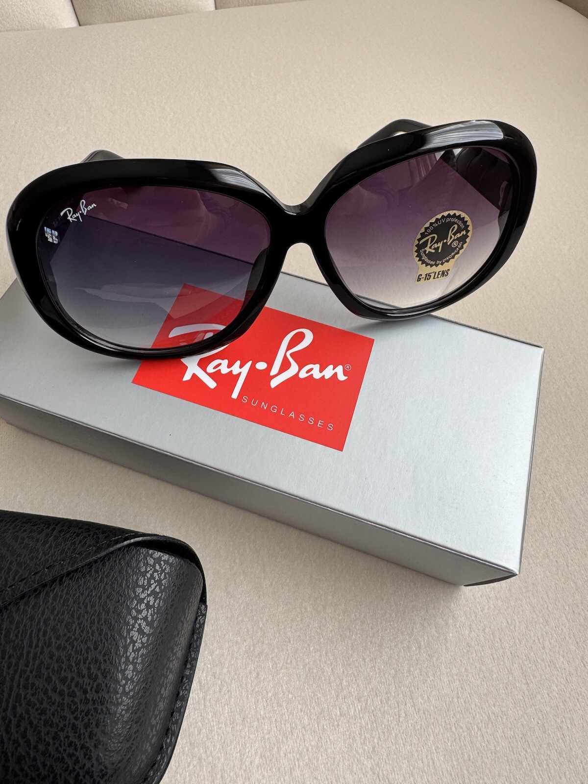 New Ray-Ban Jackie Ohh II Black / Grey Gradient 60 mm Sunglasses RB4098