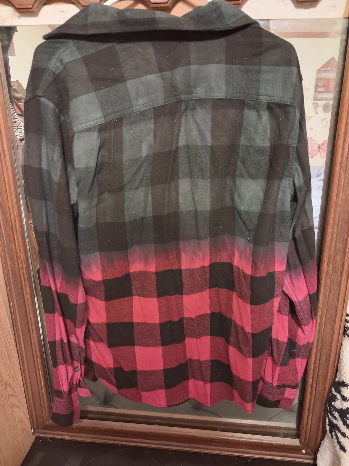 Fusia And Black Color Dipped Flannel