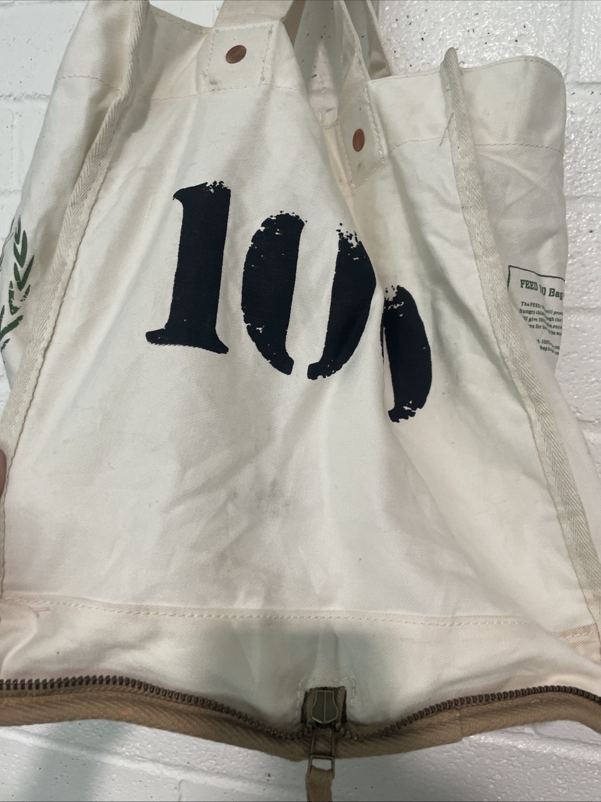 Feed 100 Children of the World Convertible Re-Usable Cotton Tote Burlap Bag