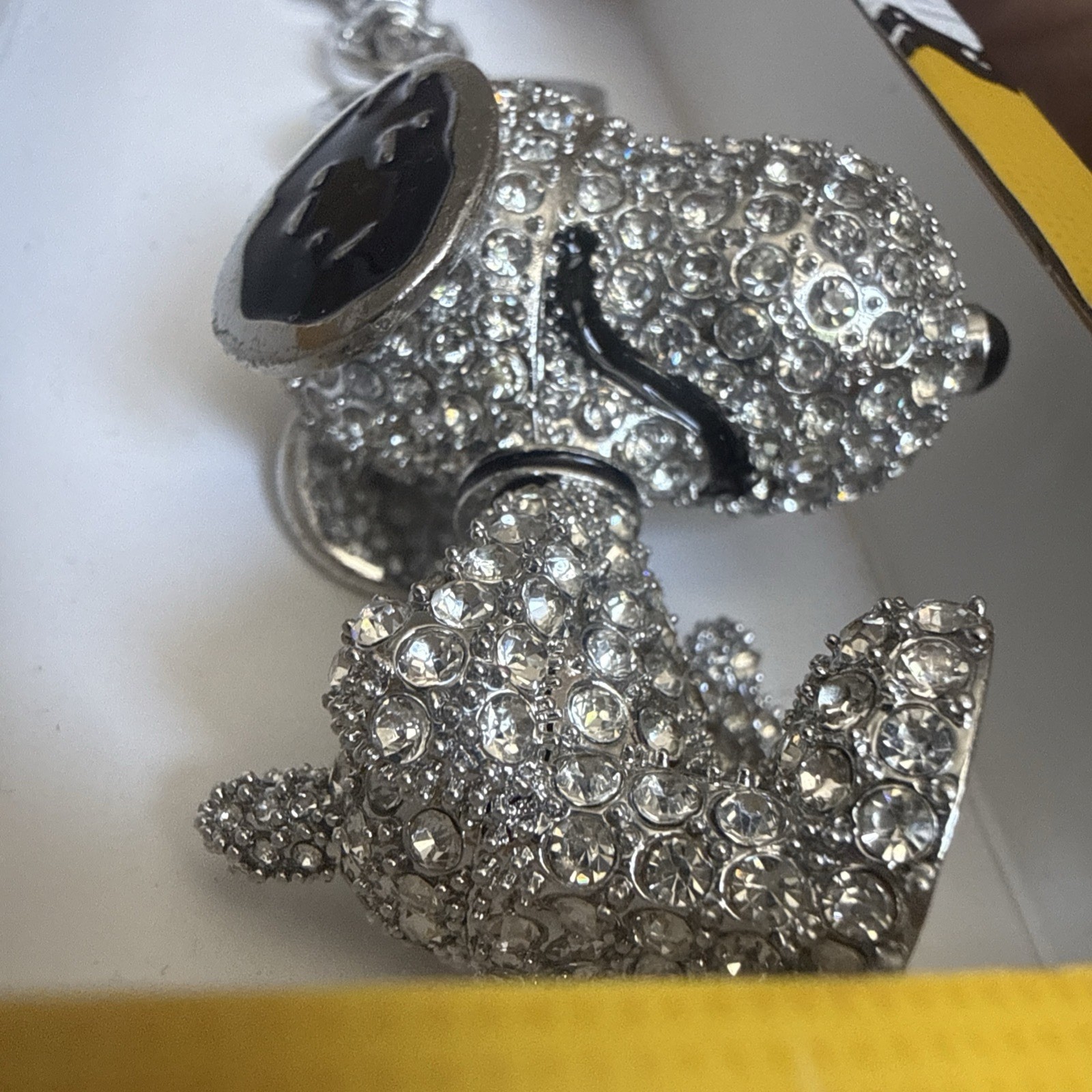 NEW Snoopy Peanuts Pave 3D Crystal Rhinestone Keychain/Clip On Bag Charm BNIB