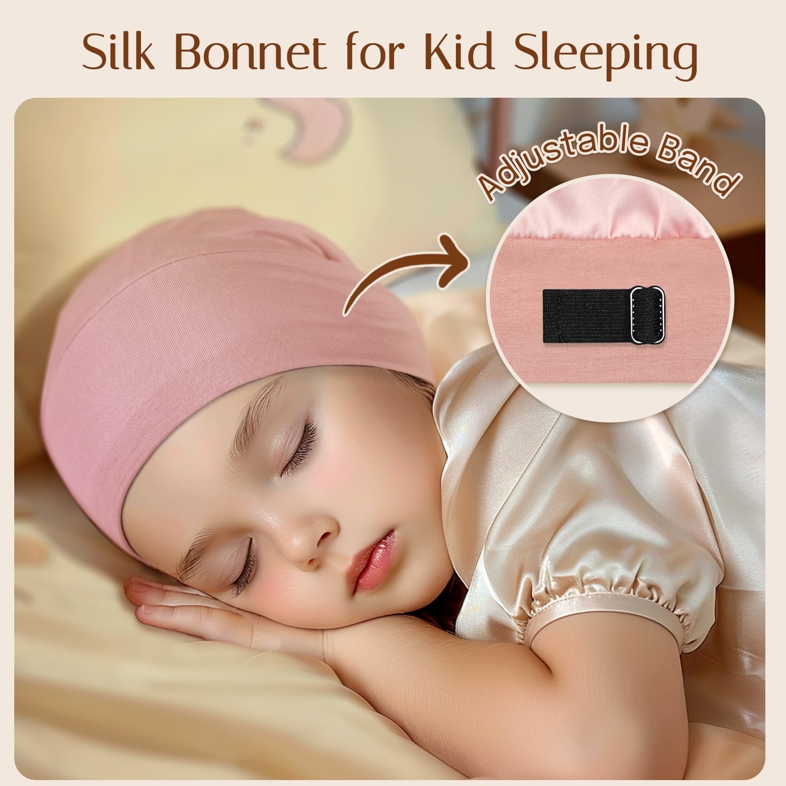 Silk Toddler Bonnet 6-36 Months 100% Mulberry Silk & Modal Anti-Frizz for Cur…
