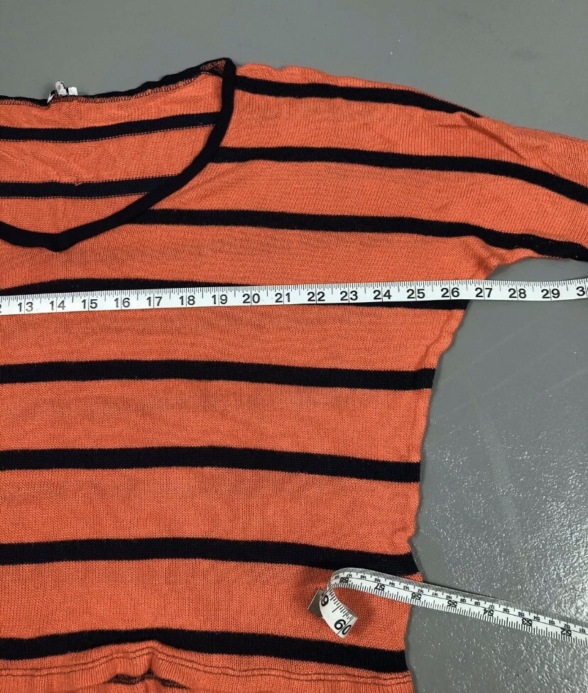 Splendid Womens M Orange Stripe Oversized Batwing Dolman Sleeve Vneck Crop Top