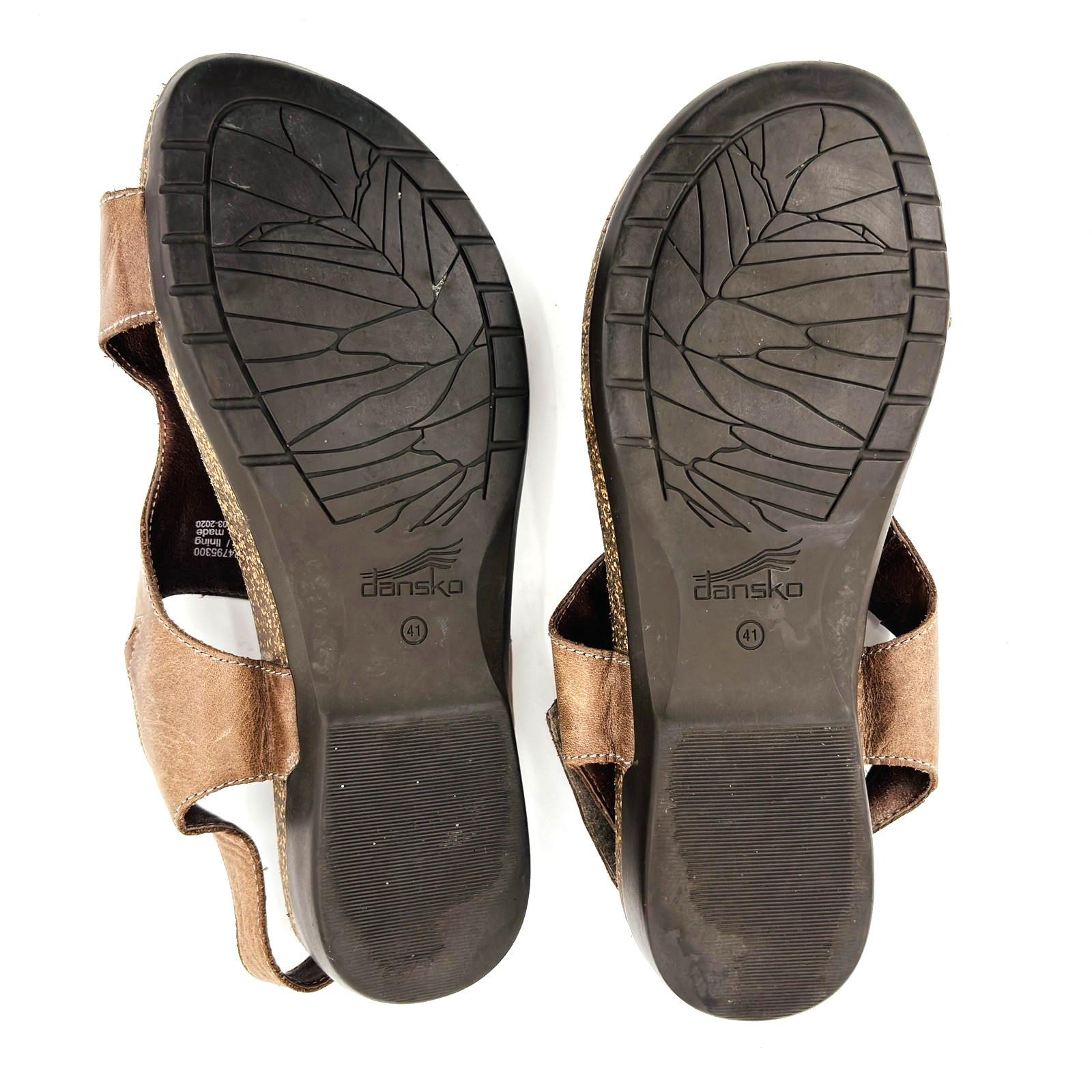 Womens 10.5-11 41 Dansko Reece Brown Leather Slingback Sandals Shoes Toe Loop