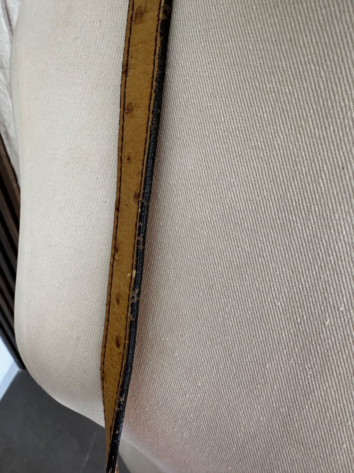 Furla handbag/shoulder bag in beige ostrich-embossed leather