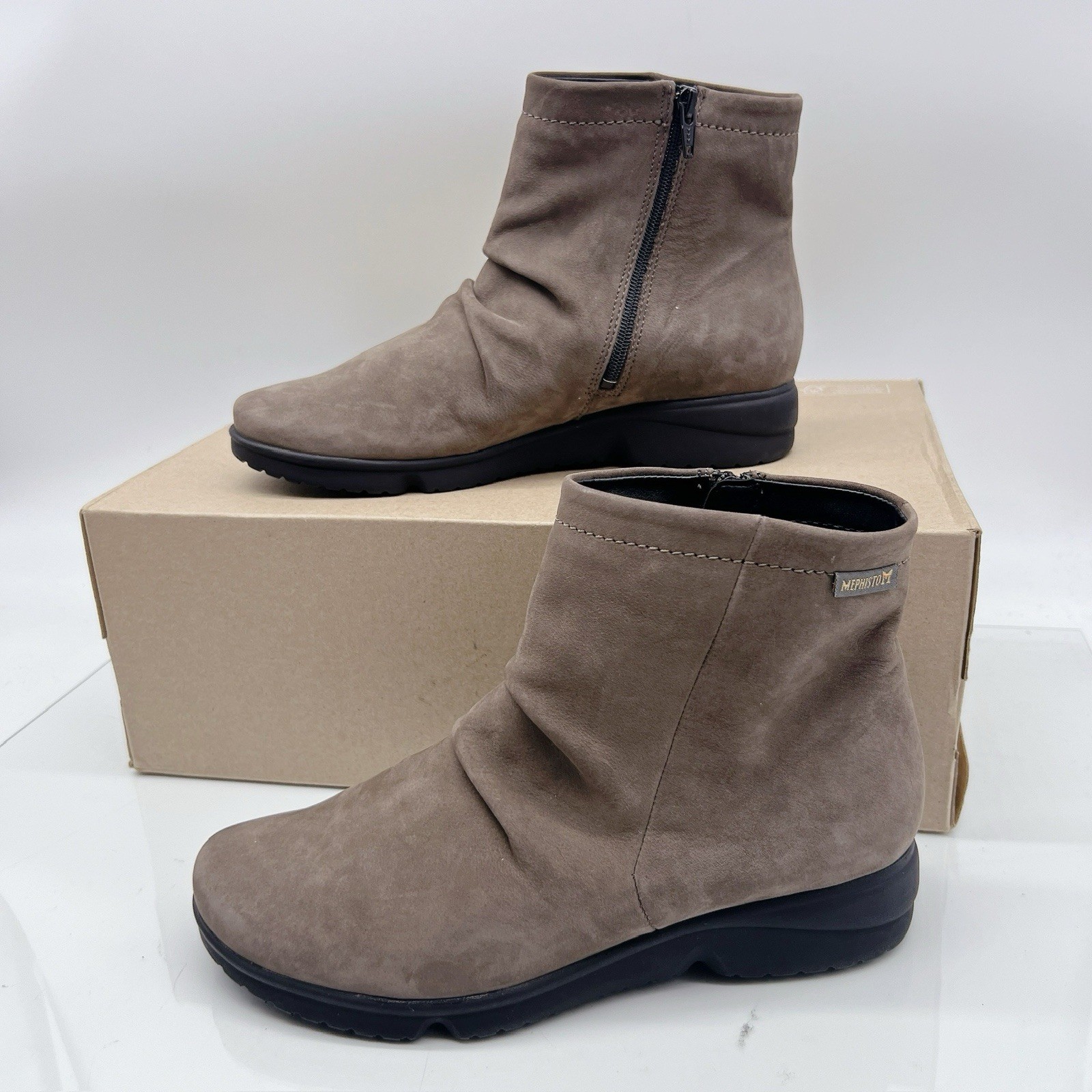 Mephisto Rezia Walnut Nubuck Ankle Boots Wedge Womens US 6 EU 37 1/3