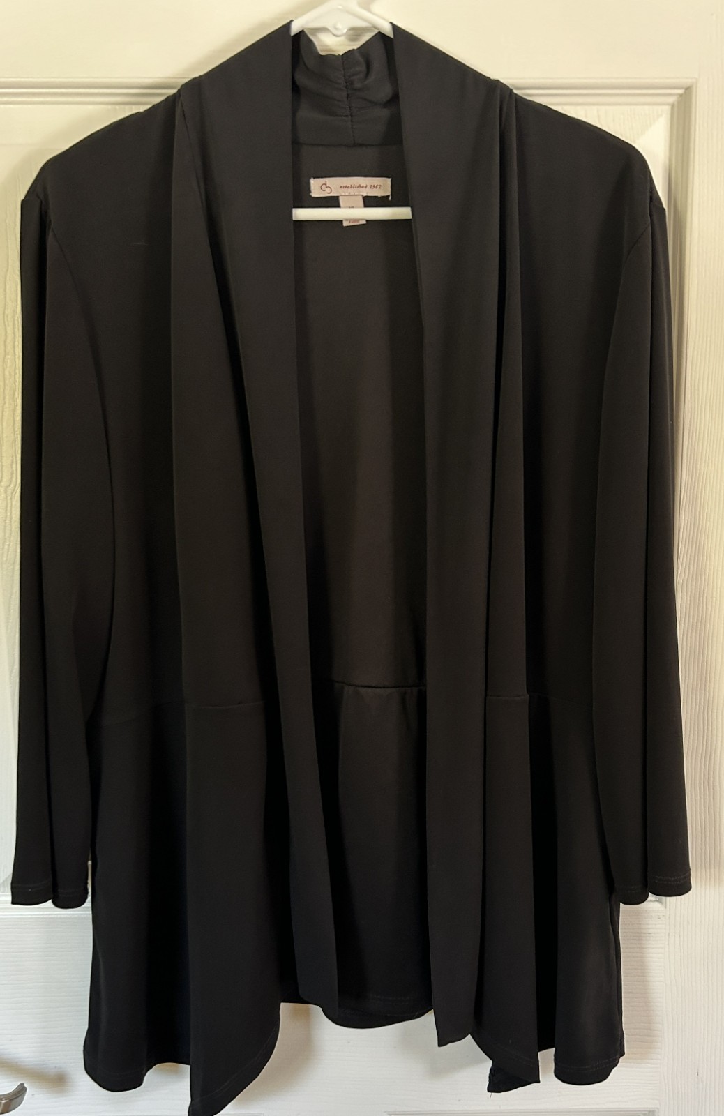 Woman’s Black Polyester Spandex Lined Jacket Established 1962 XL “Liquid Knit”