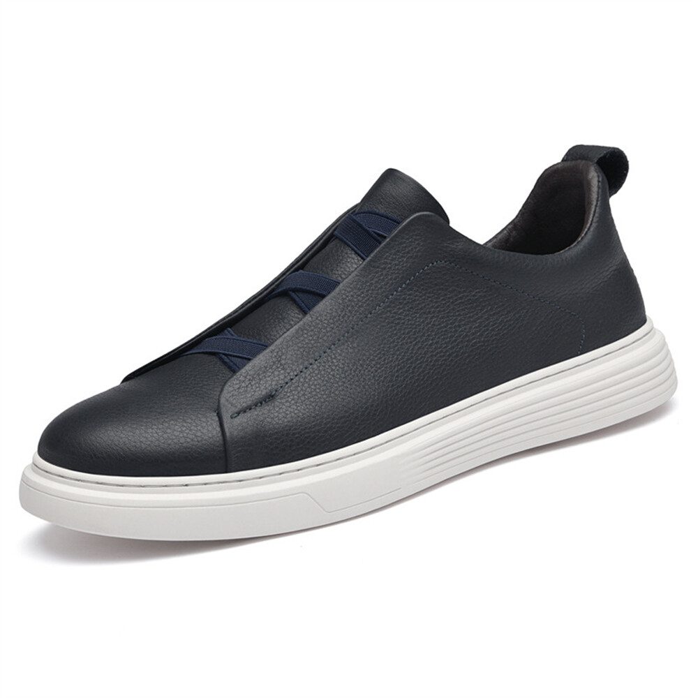 Men’s Real Leather Slip on Casual Fashion Dress Sneakers Board Shoes Oversize