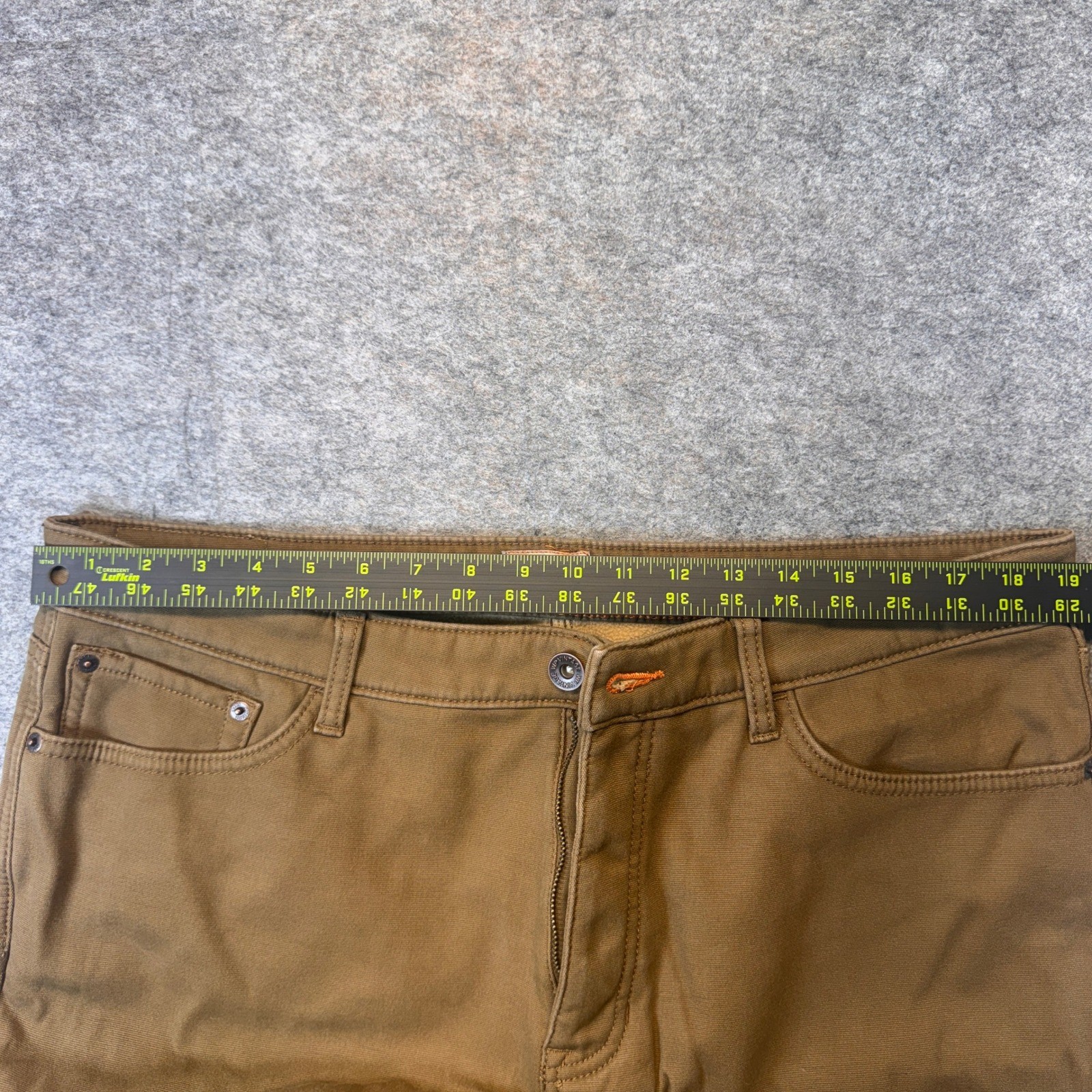 Weatherproof Vintage Mens Fleece Lined Canvas Pants Brown Regular Fit 38×29