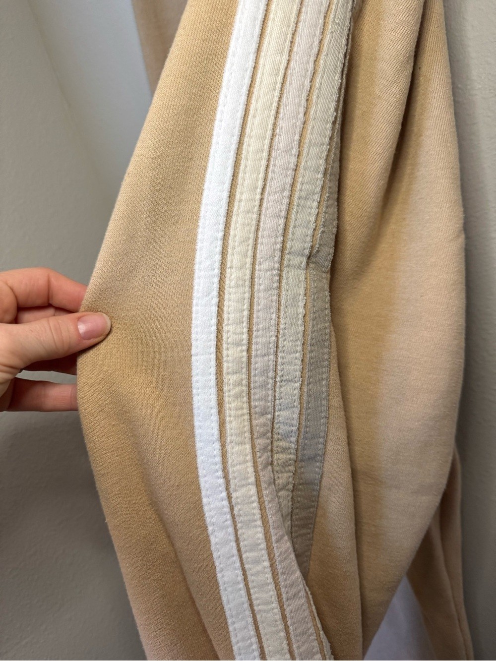 Aviator Nation 5 Stripe Sweatpants in a Sand Tan color
